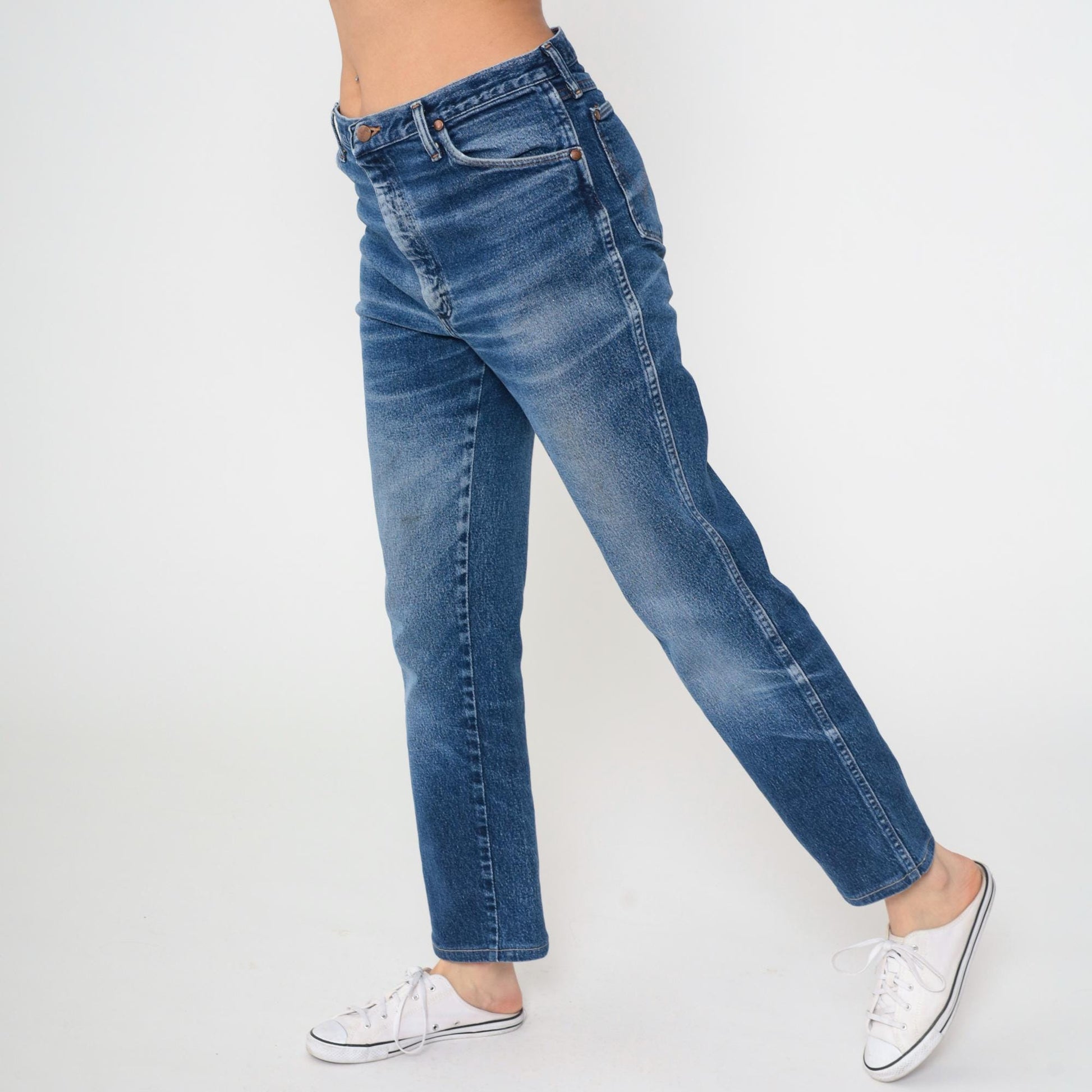 90s Wrangler Bootcut Jeans High Rise Faded Blue Denim 33x29 Men's Medium