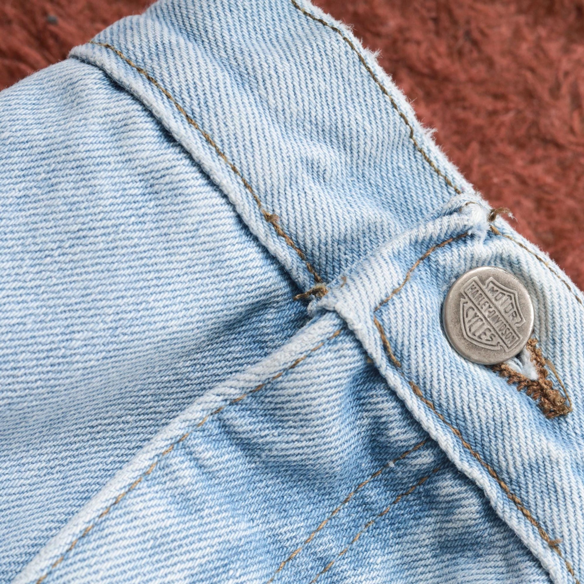 90s Harley Davidson Biker Blues Light Wash Jeans High Waist Straight Leg Large L