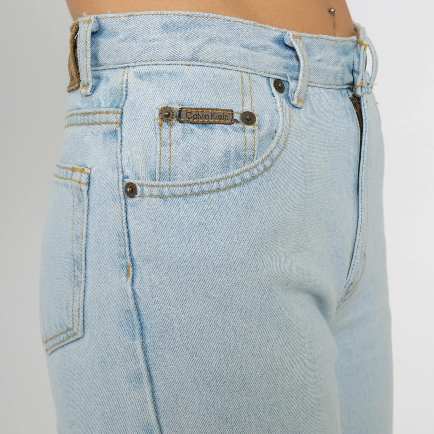 90s Calvin Klein High Waist Tapered Jeans Blue Denim Size 14