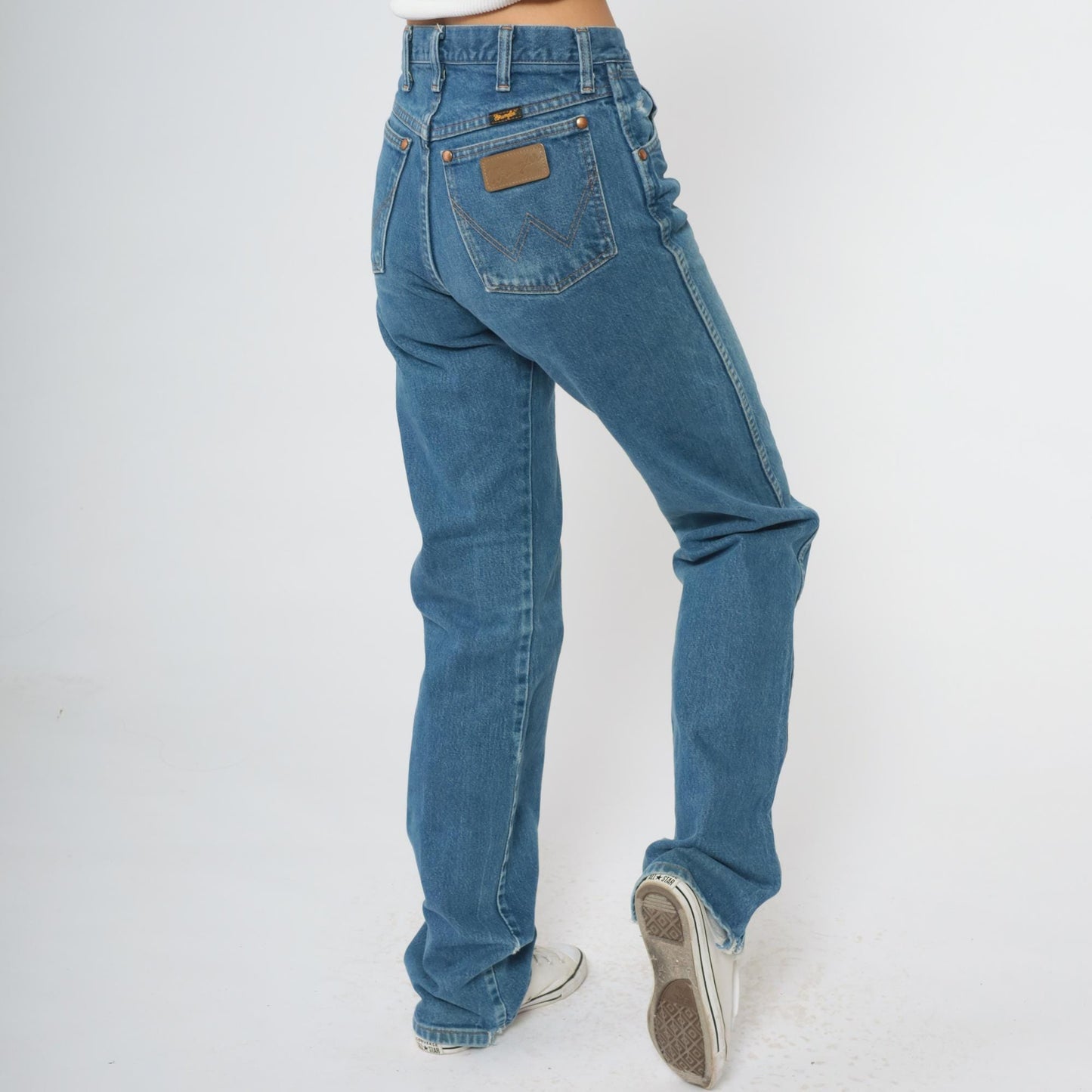 90s Wrangler High Waisted Straight Leg Jeans Medium Blue Cotton Denim 29