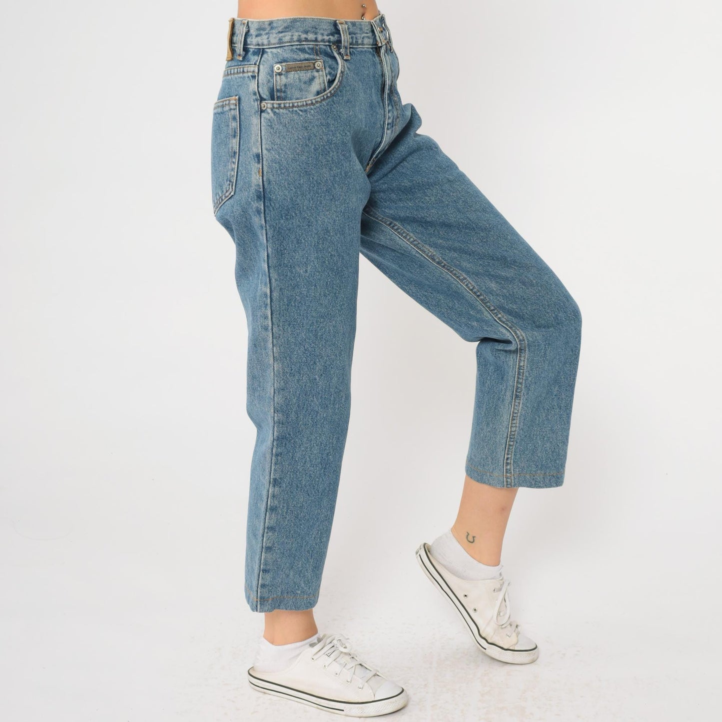 00s Calvin Klein High Waist Mom Jeans Blue Denim Tapered Small 28