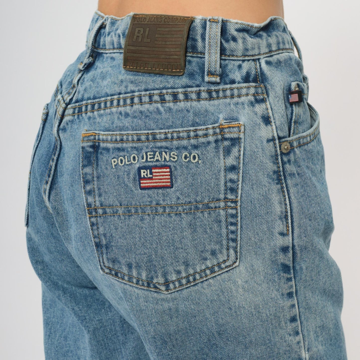 Y2K Polo Jeans Company High Waisted Mom Jeans Medium Blue Denim Size 10