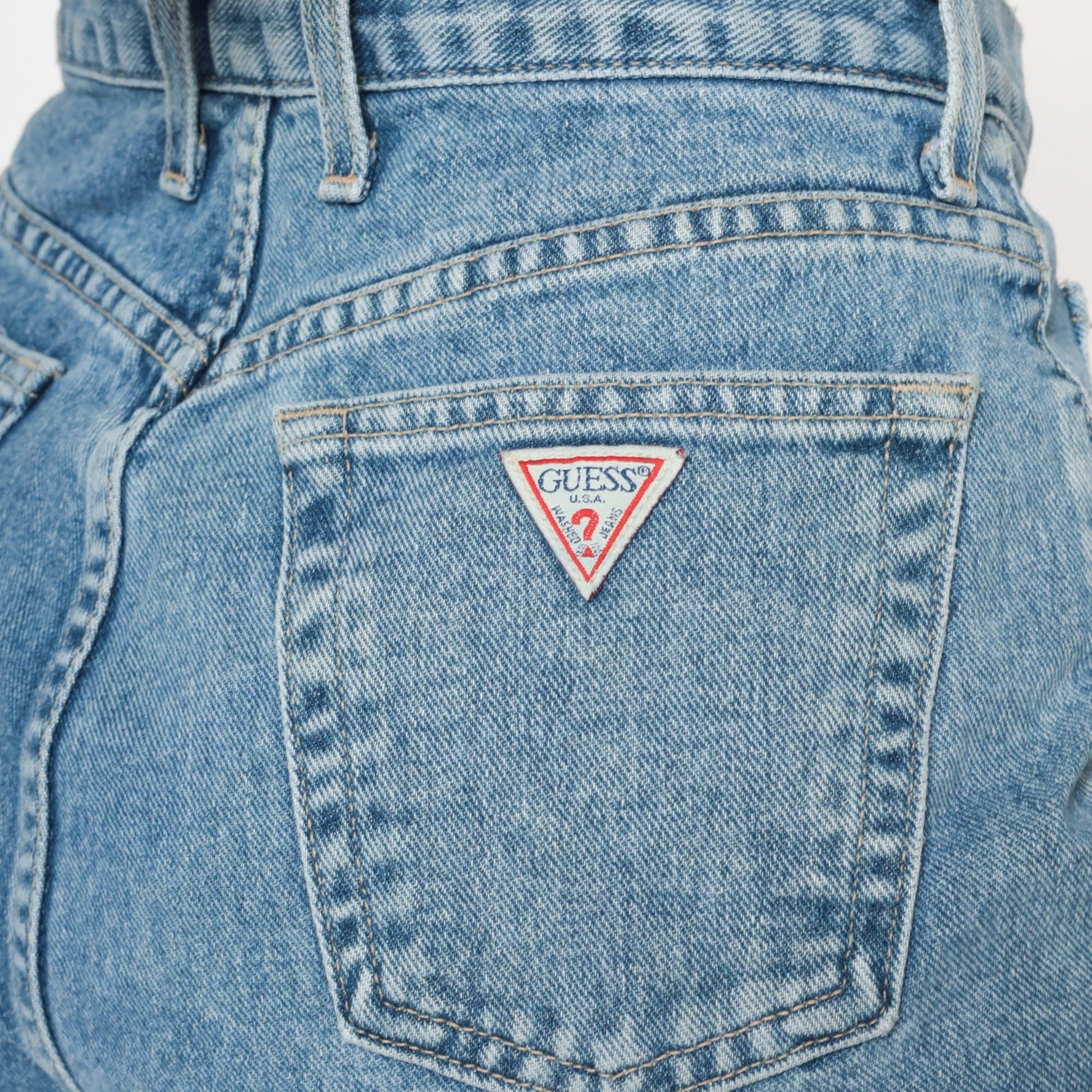 90s Guess Denim Cutoff Shorts High Waisted Distressed Blue Medium