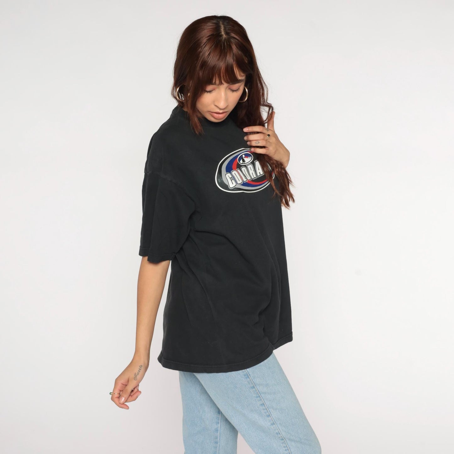 90s Colorado Mountain Graphic T-Shirt Black Cotton Crewneck Extra Large