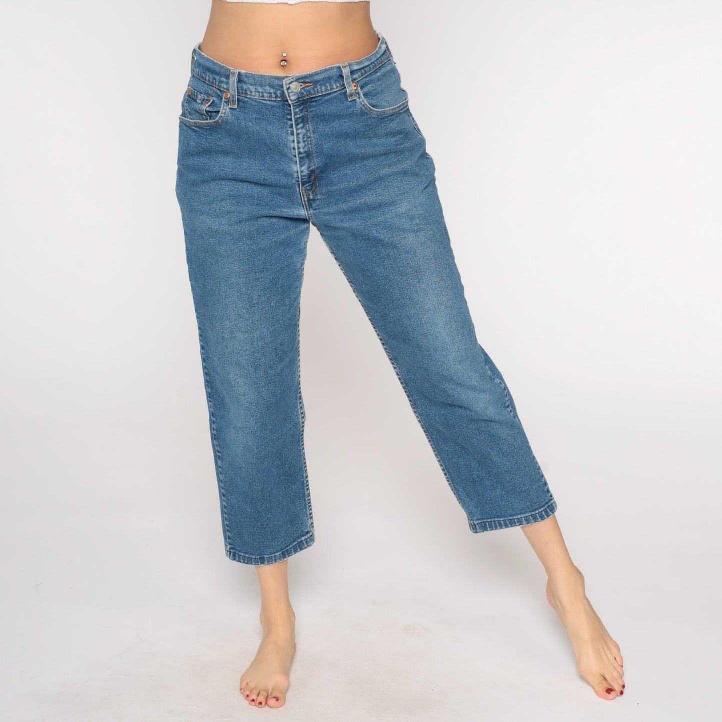 Levi's 550 Y2K High Rise Relaxed Straight Leg Jeans Blue Denim 14
