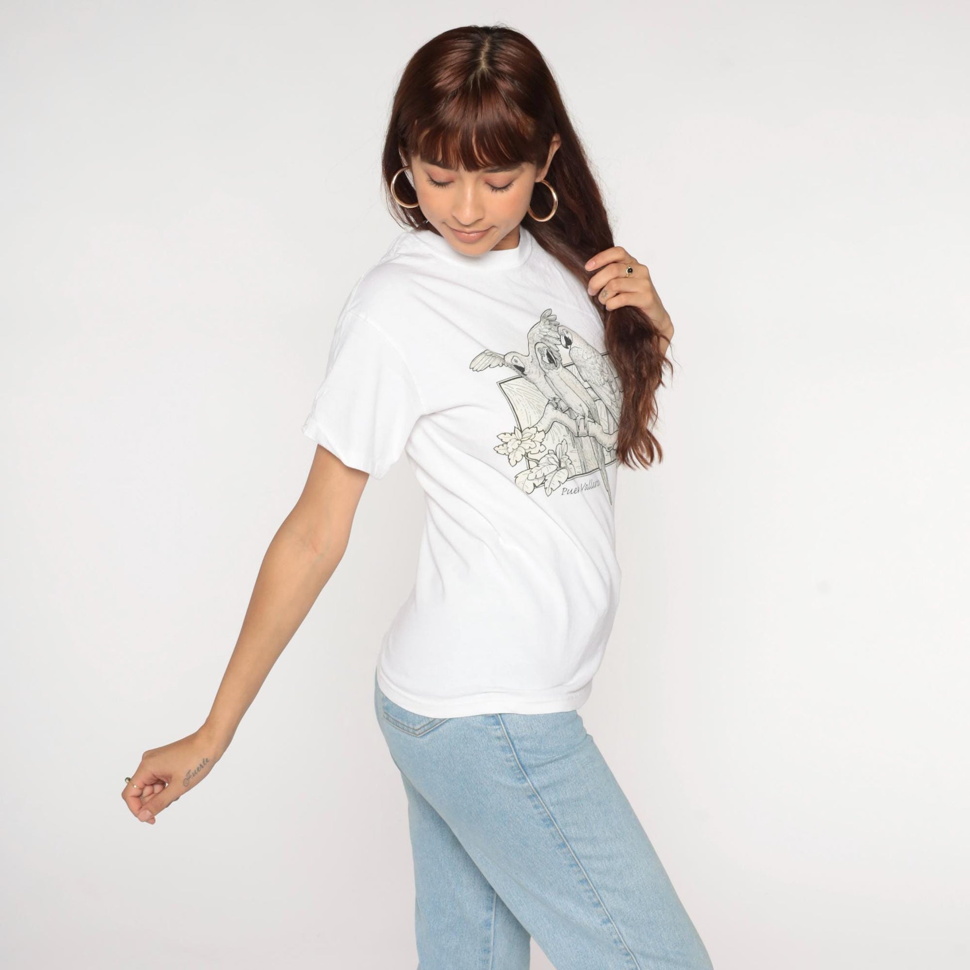 00s Del Sol Parrot Puerto Vallarta UV Color-Changing T-Shirt White Small
