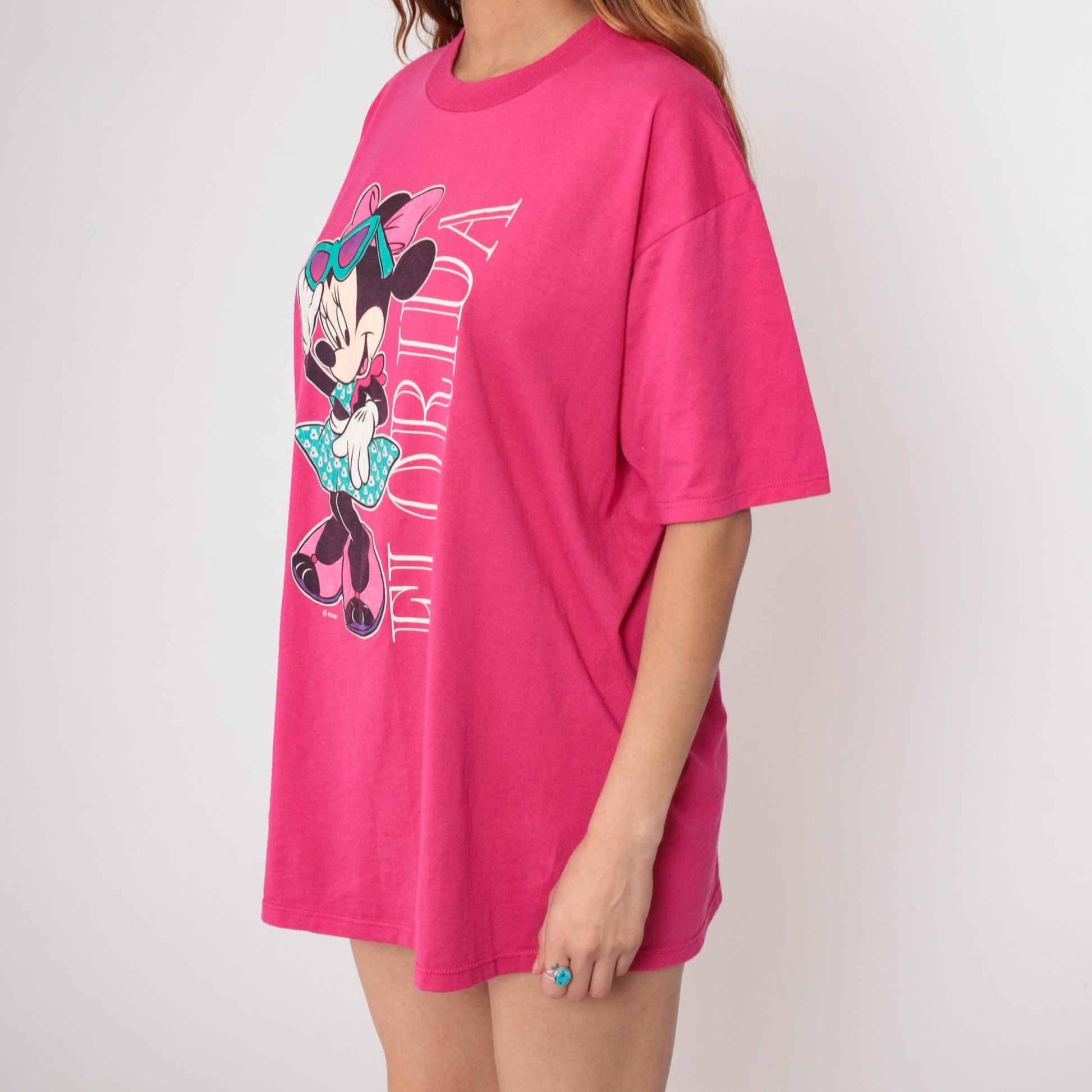 90s Minnie Mouse Florida Graphic T-Shirt Pink Cotton Extra Large