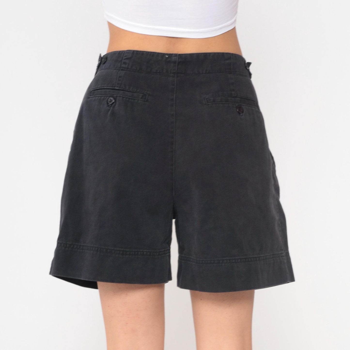 90s Gap Black High-Waisted Pleated Shorts Cotton Medium