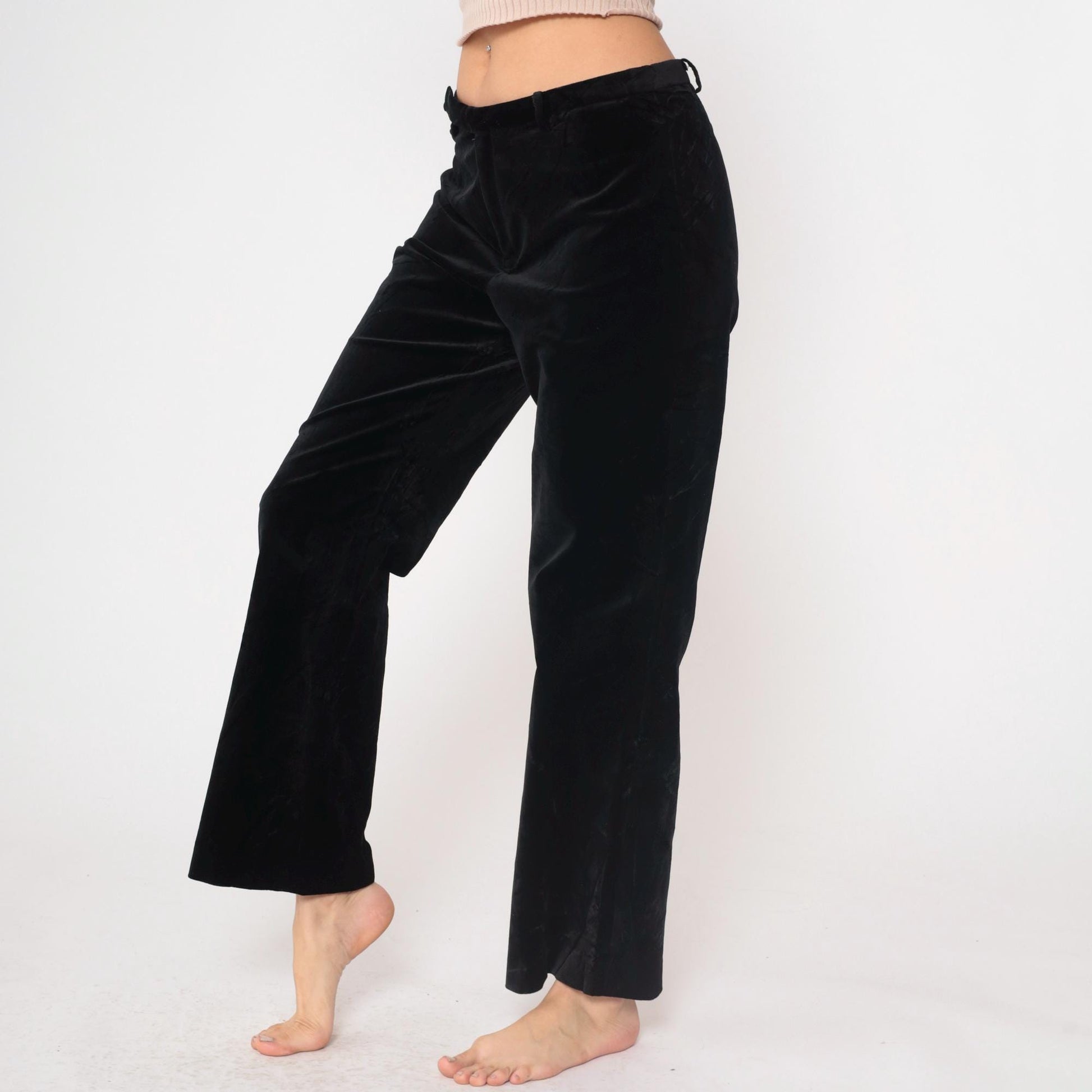Y2K GAP Black Velvet Straight Leg Pants Low Rise Medium