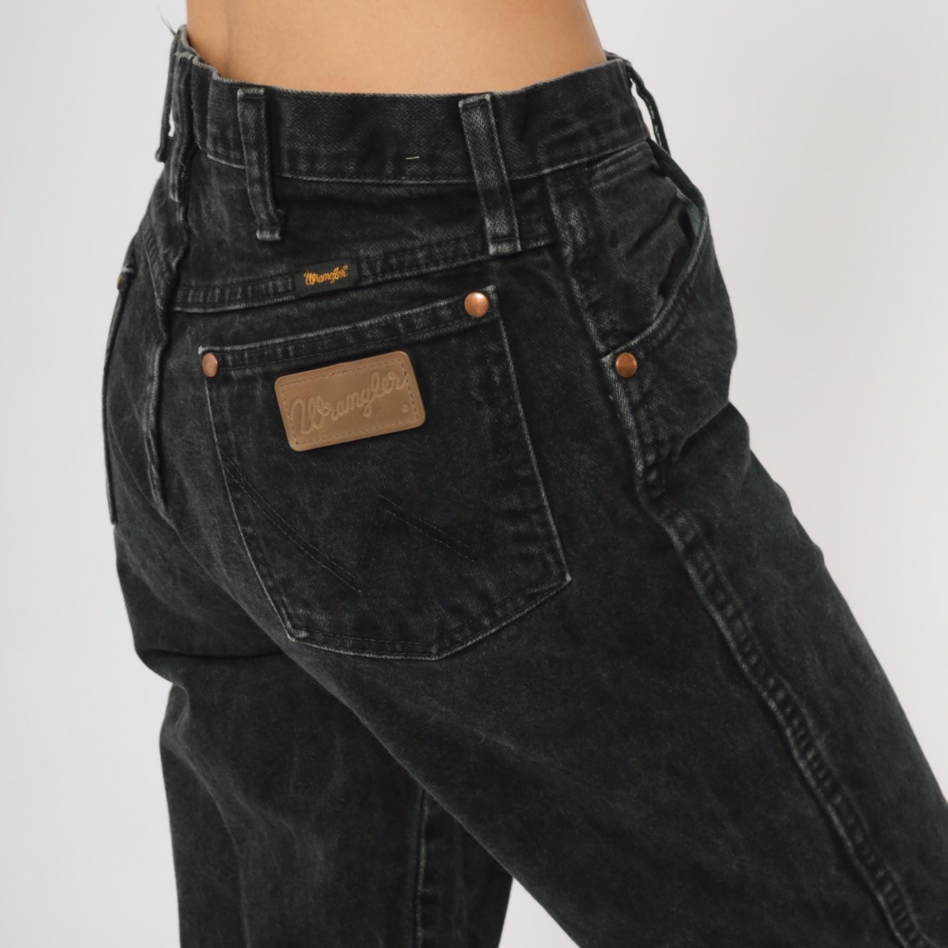 90s Wrangler Black Denim Jeans High Rise Straight Leg Cotton Medium M