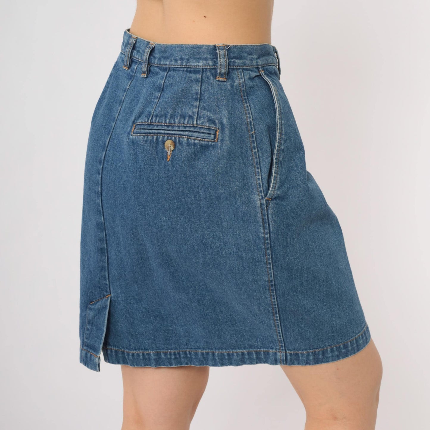 90s Eddie Bauer Denim Mini Skirt High Waist Blue Jean Small S