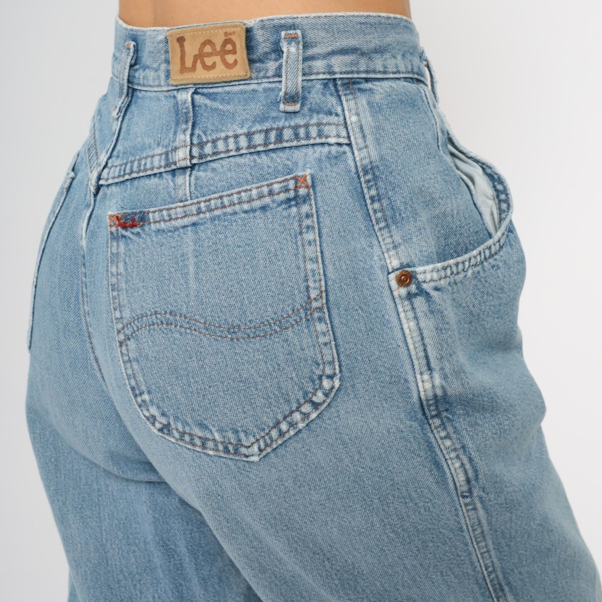 Lee High Waisted Mom Jeans 90s Light Wash Tapered Denim Small