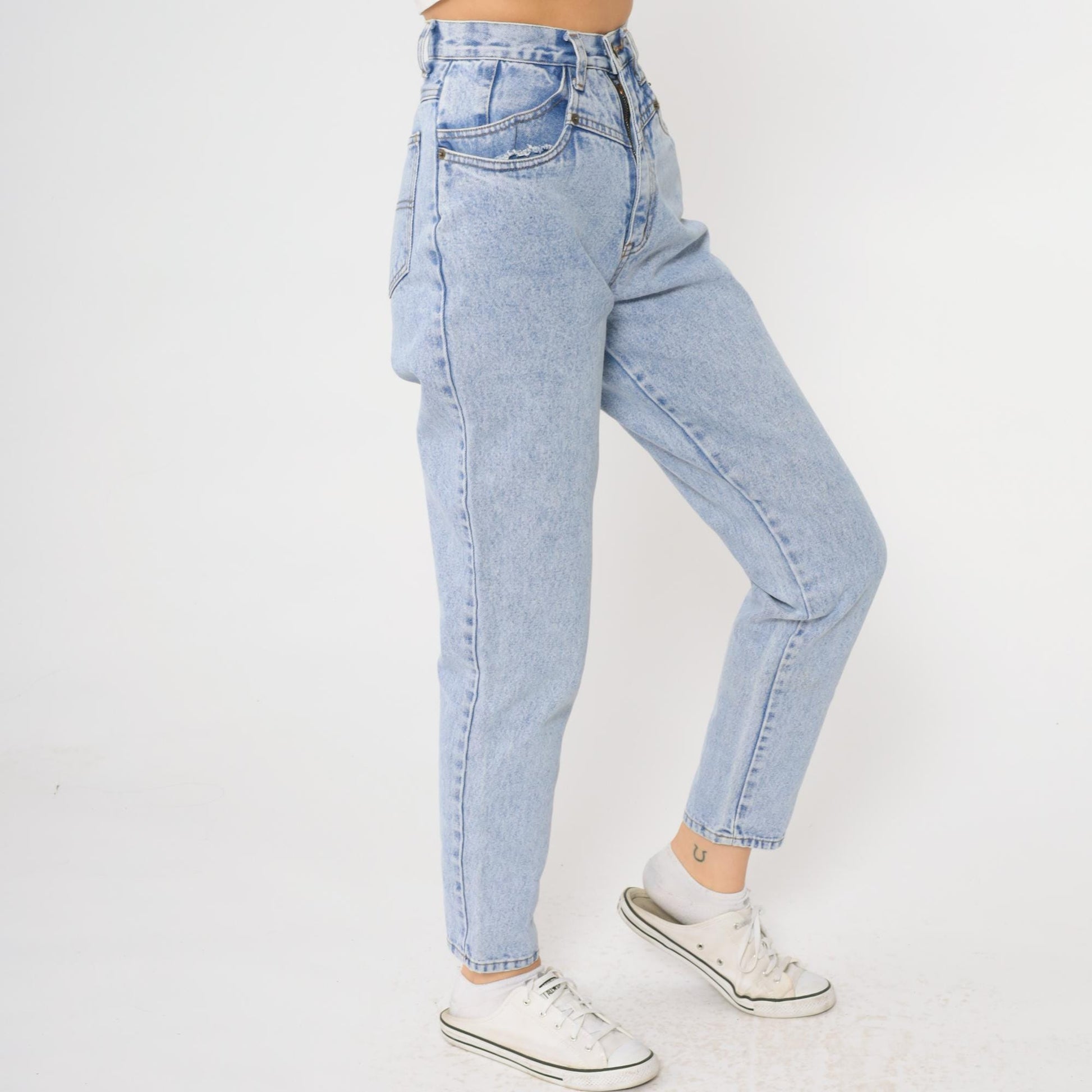90s Rio Mom Jeans High Waisted Light Blue Denim Straight Leg Extra Small XS