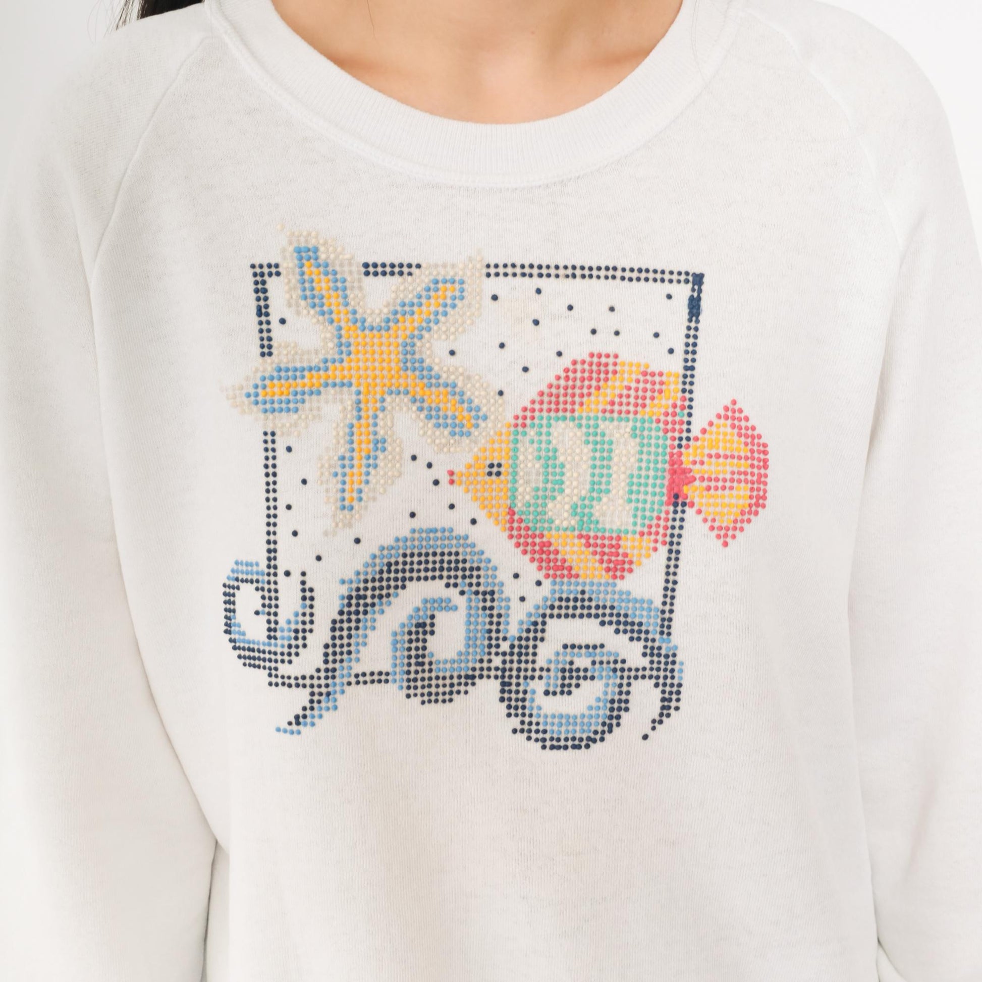 90s Jerzees Fish Starfish Sweatshirt White Raglan Graphic Crewneck Large