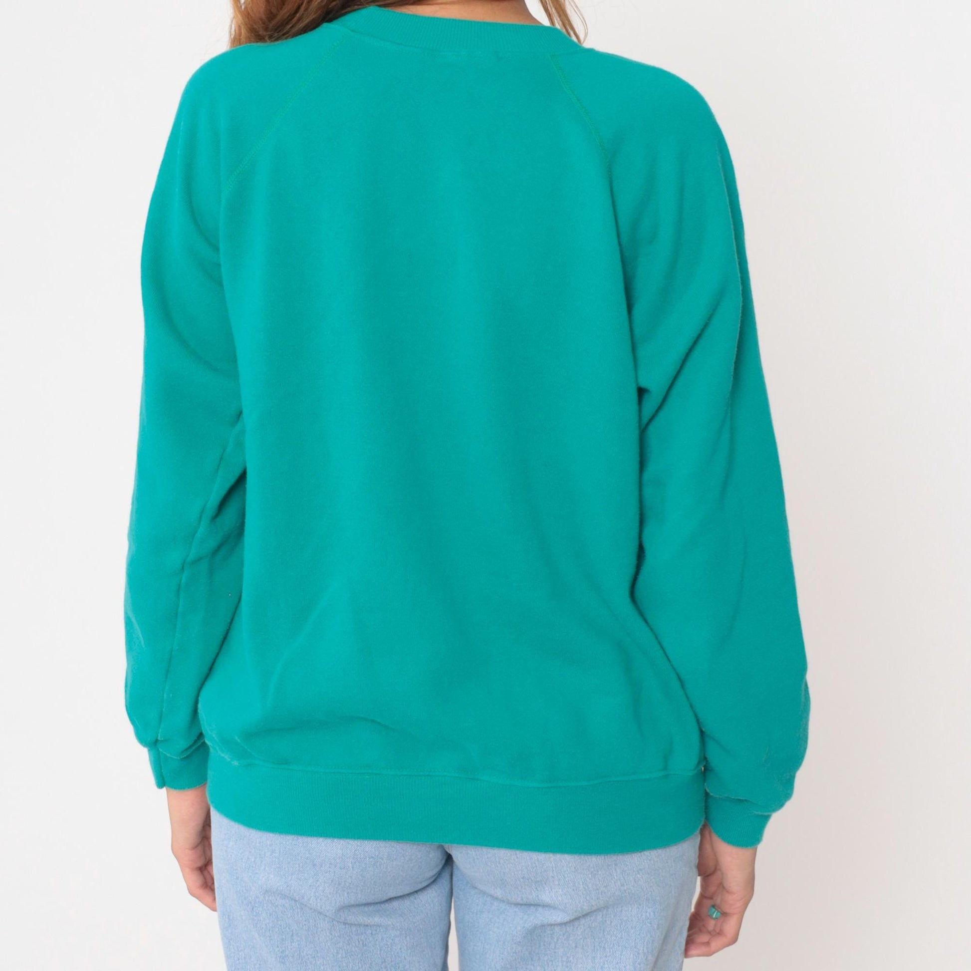 90s Hanes Turquoise Old San Juan Sailboat Raglan Sweatshirt Large L