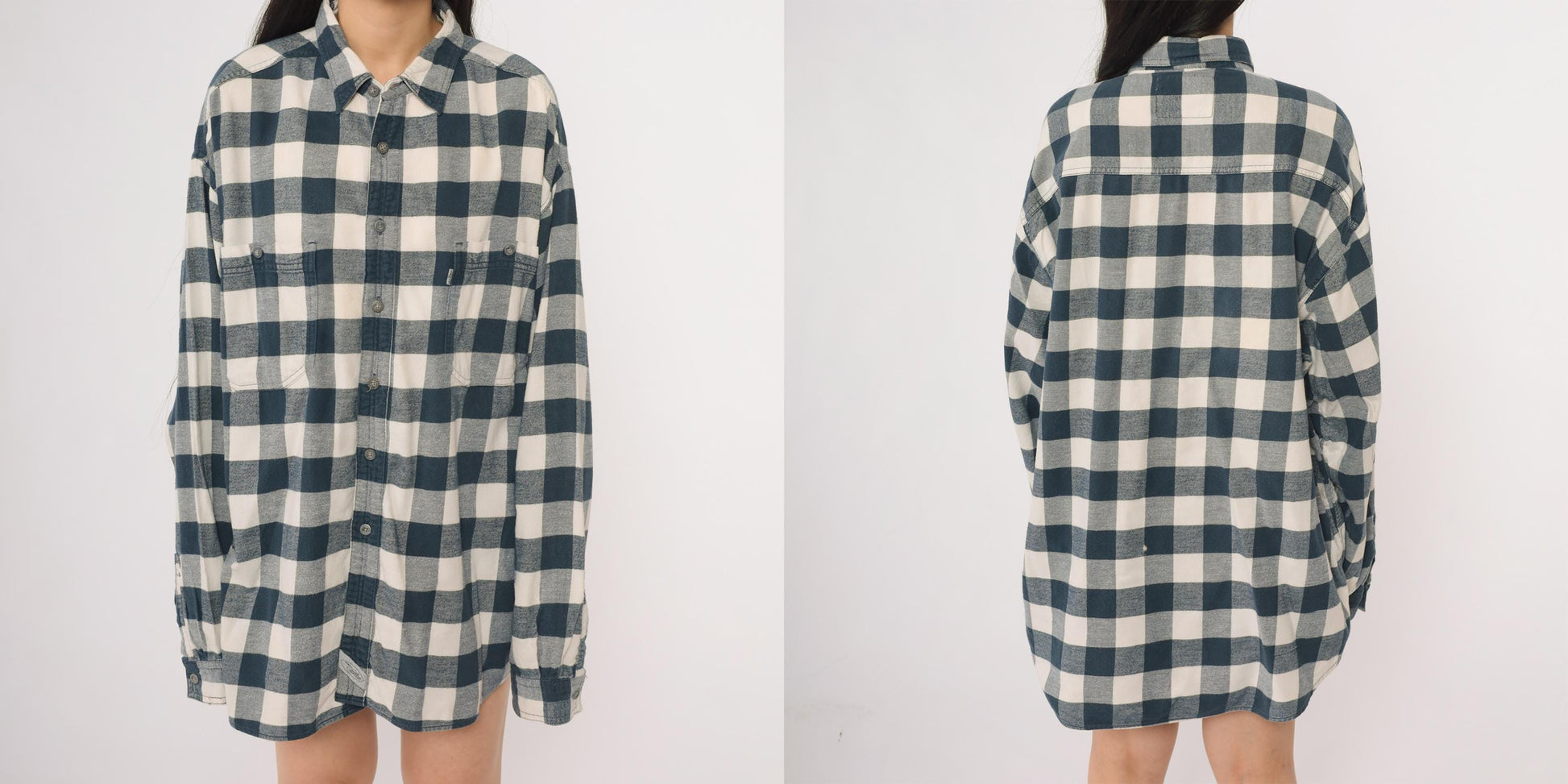 90s Levi's Buffalo Plaid Flannel Button-Up Blue White Extra Large XXL