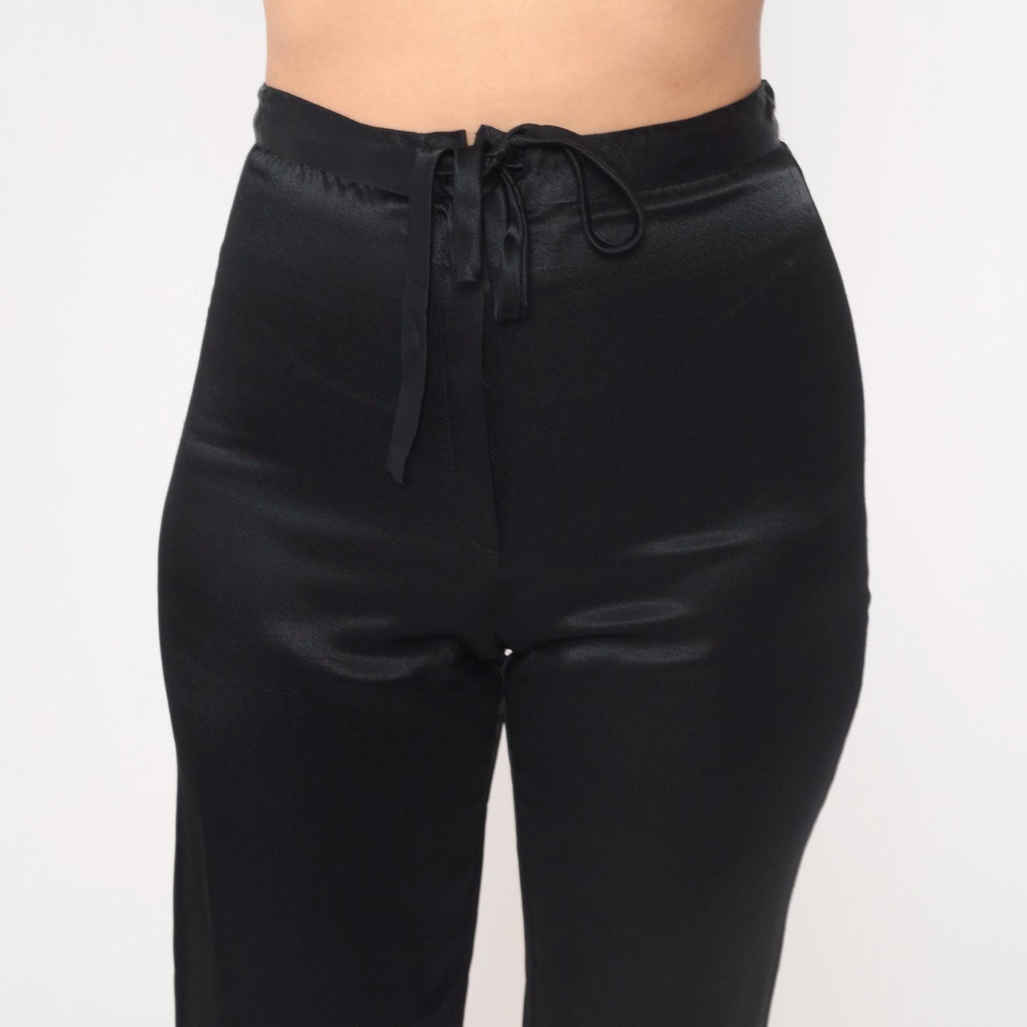 Jessica McClintock Gunne Sax Black Satin High-Waisted Pants Size 7