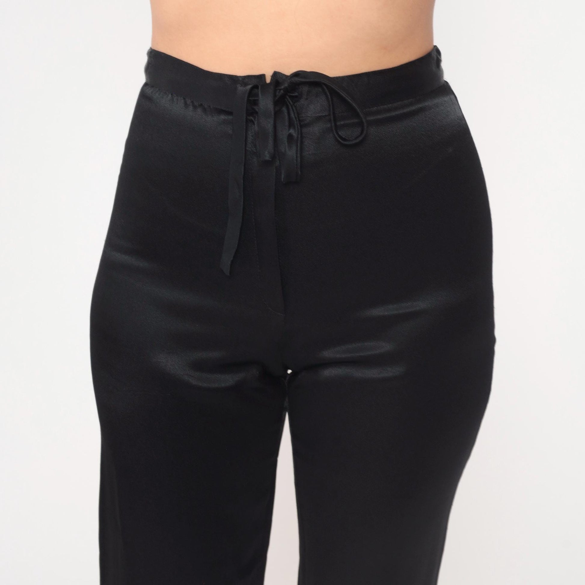 Jessica McClintock Gunne Sax Black Satin High-Waisted Pants Size 7