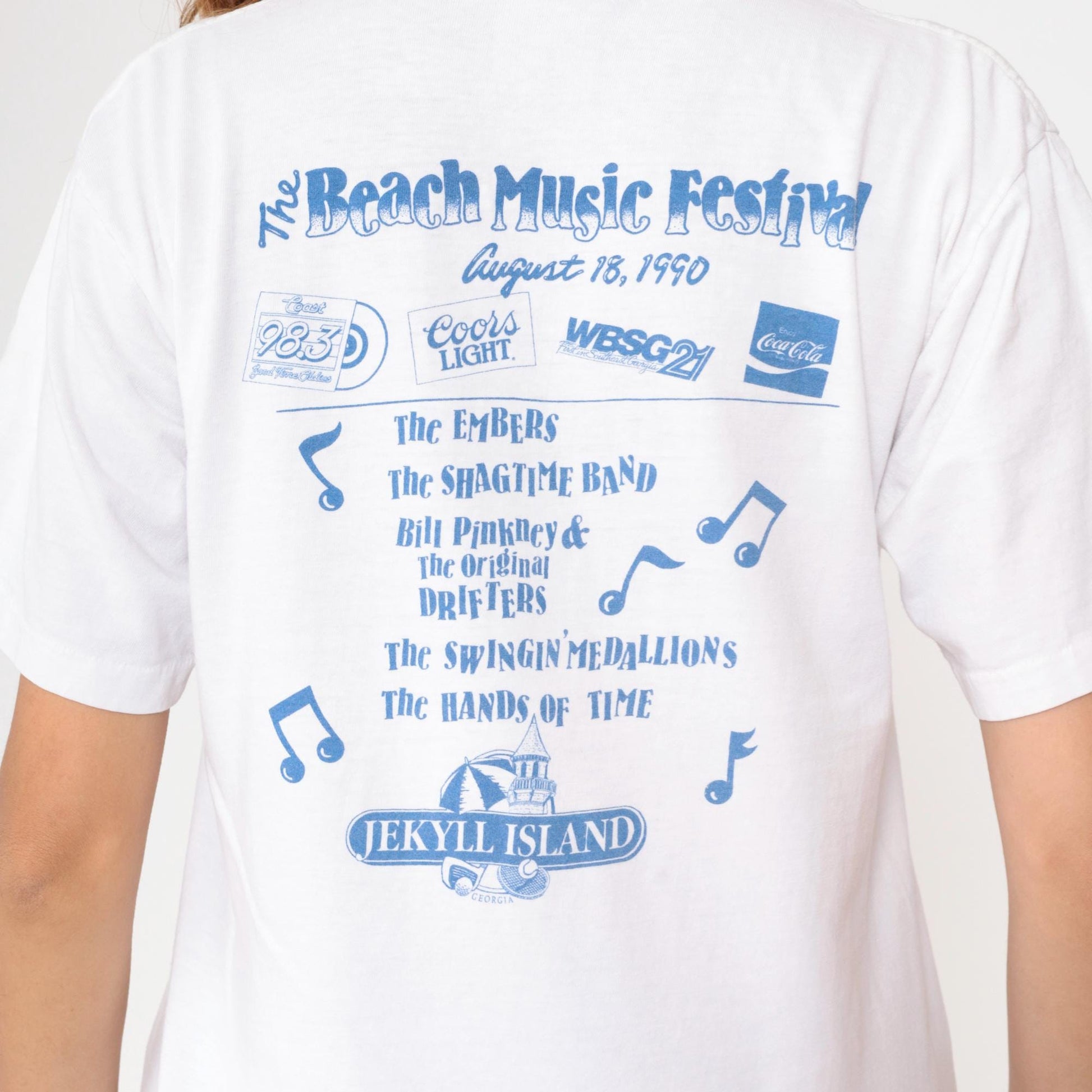 1990 Beach Music Festival Jekyll Island Georgia Concert Tee White Cotton Large