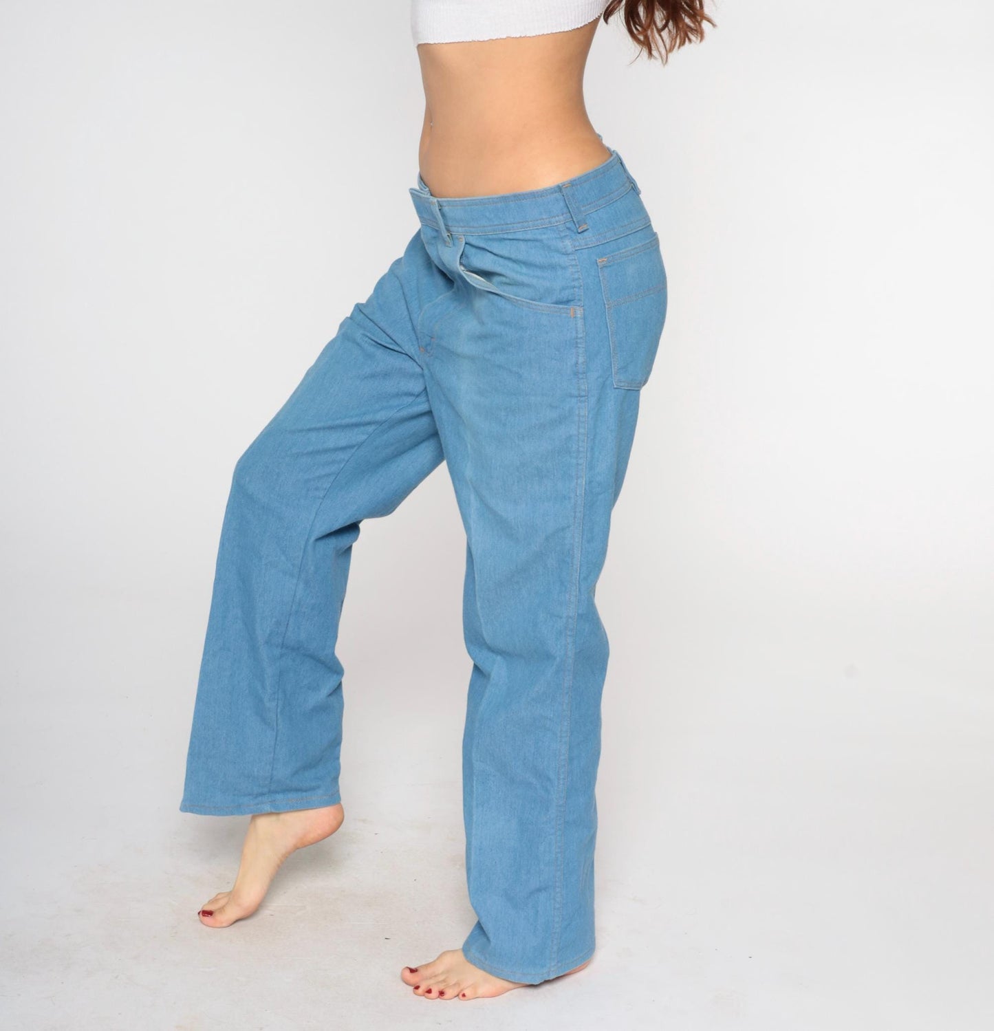 90s Wrangler Straight Leg Jeans Light Blue Denim High Waist 36x30