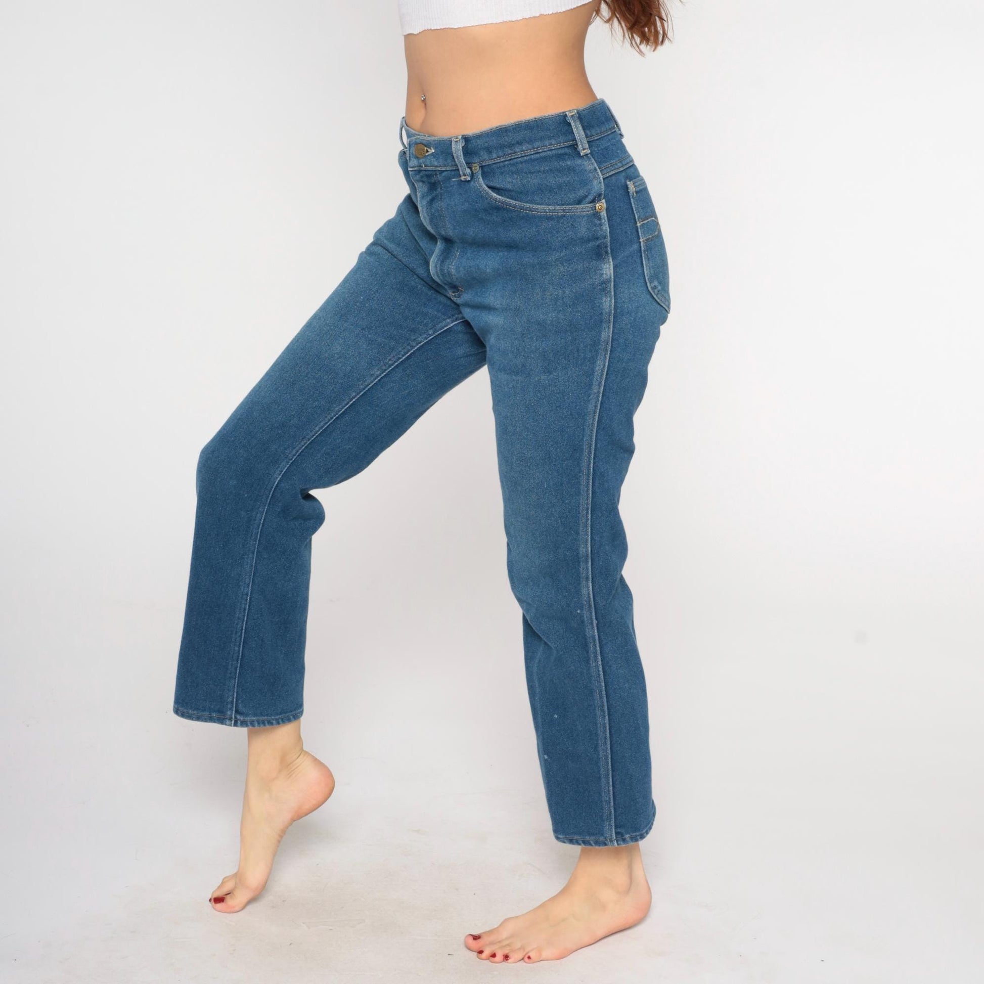 80s Lee Jeans High Waisted Straight Leg Blue Denim 34x30