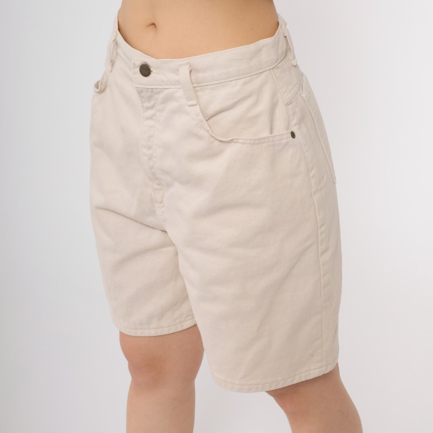 90s Hunt Club Cream Denim Shorts High Waisted Cotton Relaxed Medium
