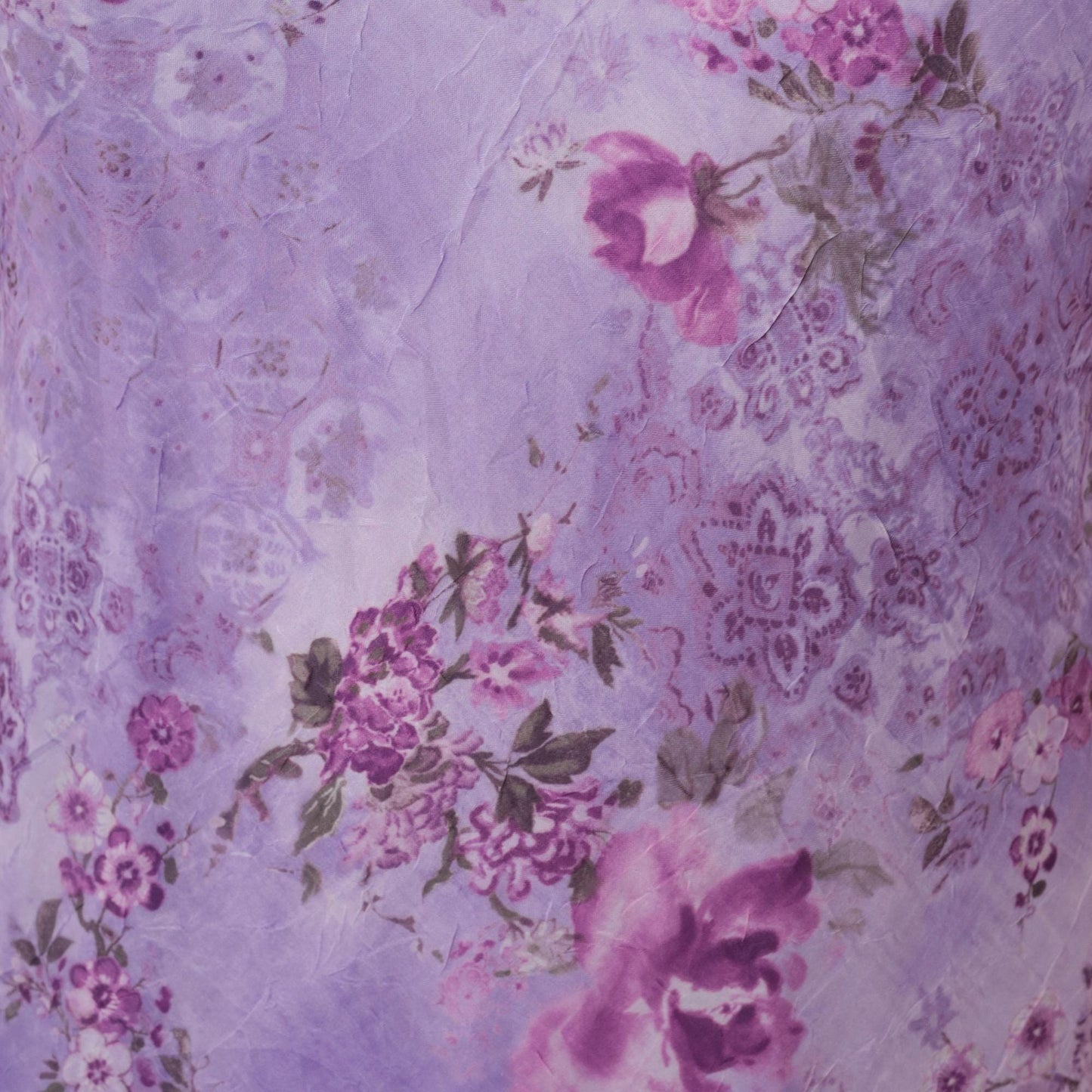 90s K Studio Lavender Floral Maxi Dress Sleeveless V-Neck Chiffon Large
