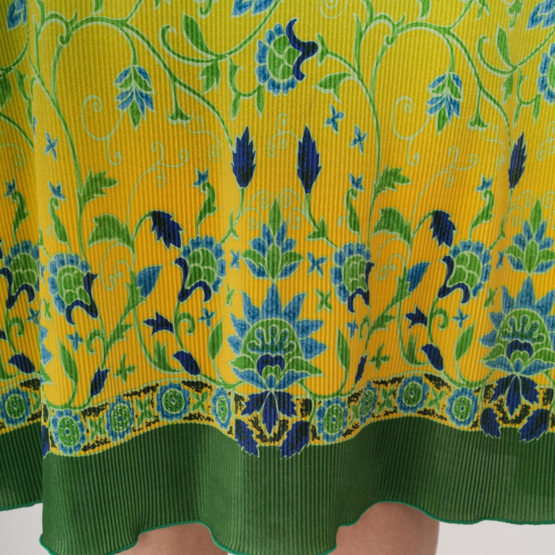 90s La Fete Lime Ombre Midi Dress Floral Scoop Neck Sleeveless Plus Size XXL