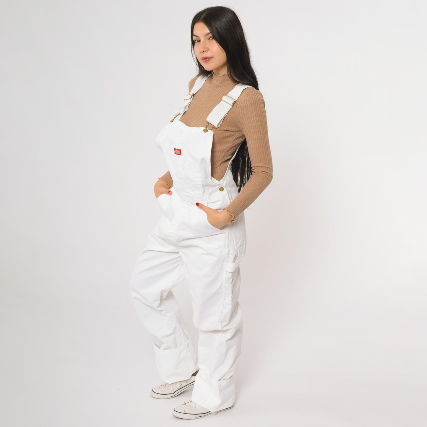 Y2K White Dickies Carpenter Overalls Baggy Utility Jumpsuit Small S
