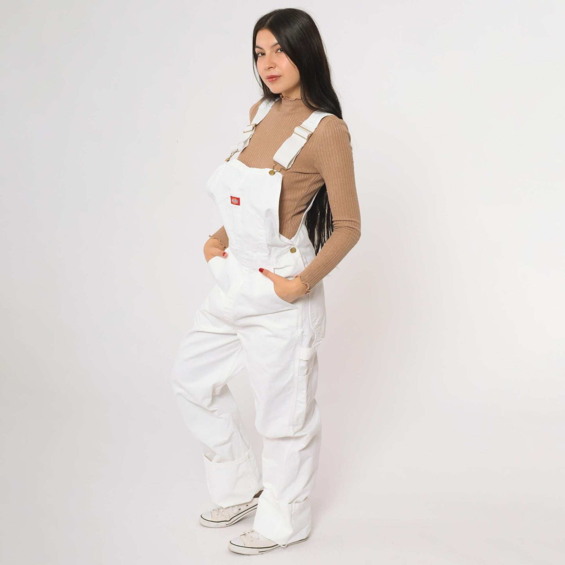 Y2K White Dickies Carpenter Overalls Baggy Utility Jumpsuit Small S