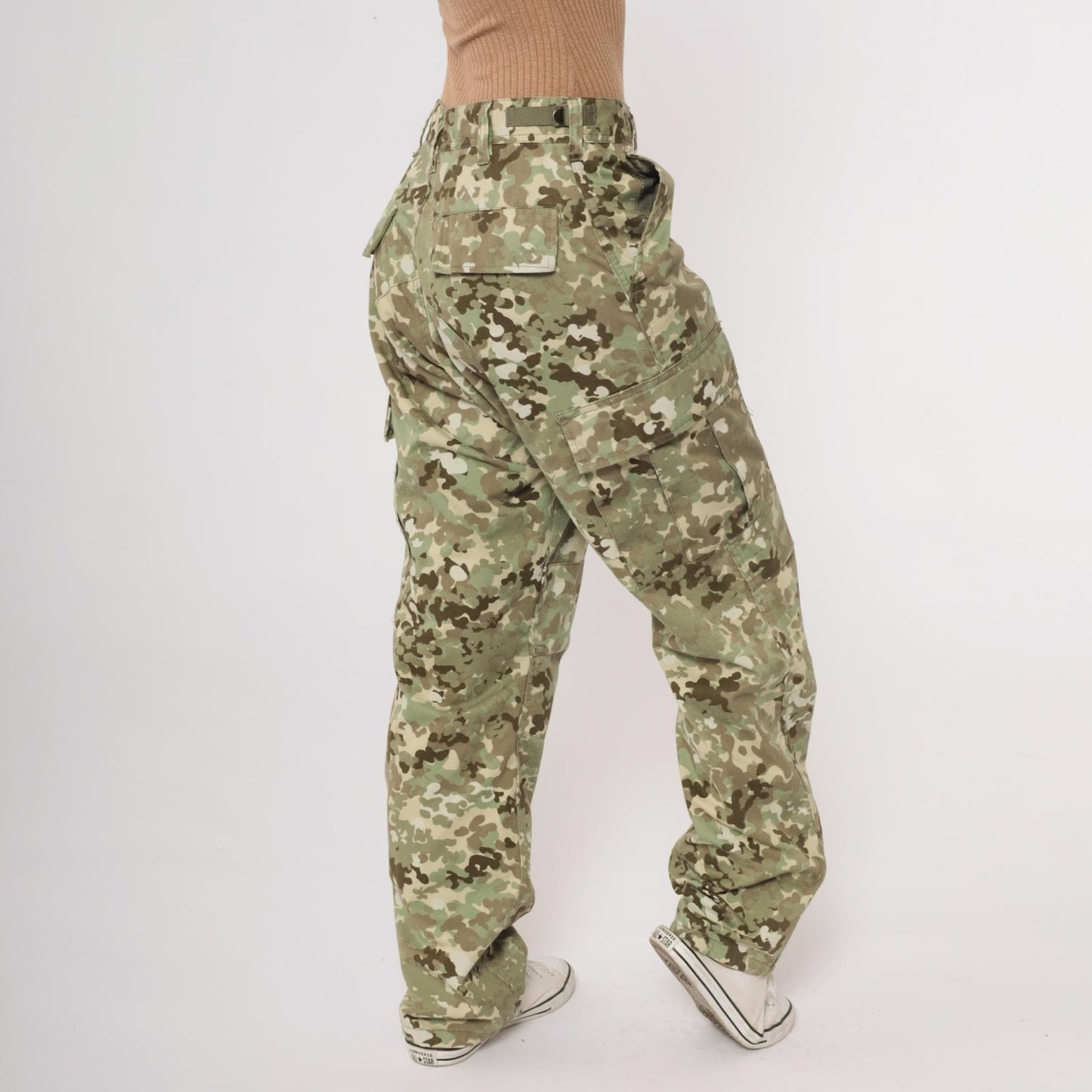 90s Rothco BDU Camouflage Cargo Pants Olive Multi-Pocket Small S