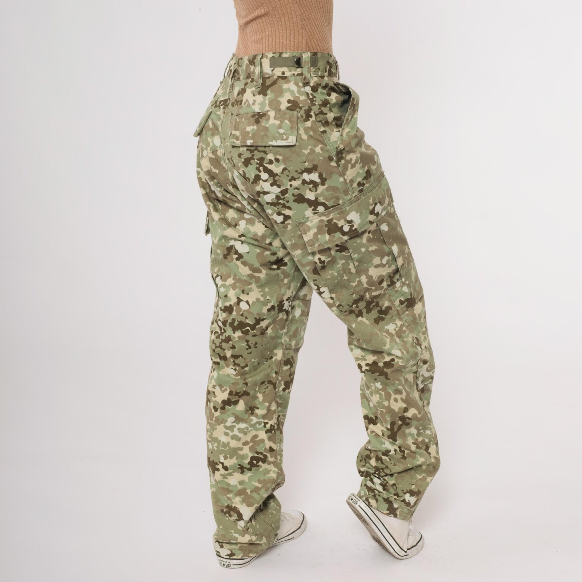 90s Rothco BDU Camouflage Cargo Pants Olive Multi-Pocket Small S