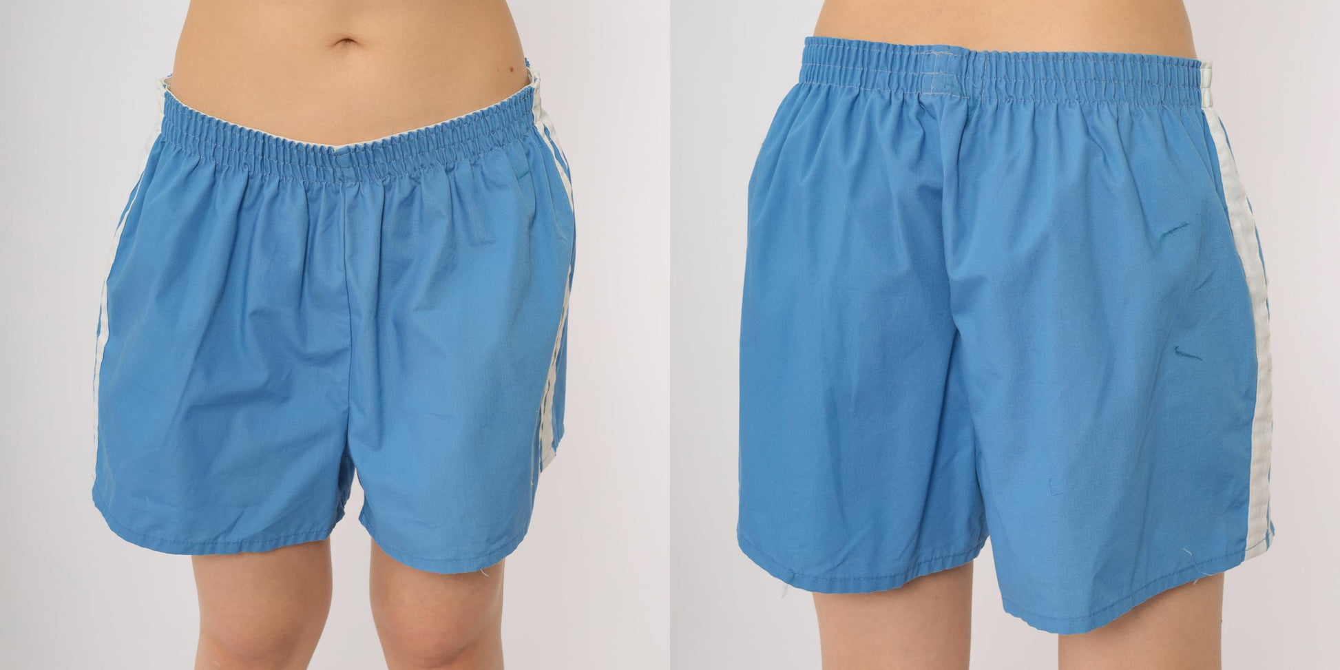 80s Nike Running Shorts Blue White Stripe Elastic Waist Men's Extra Large