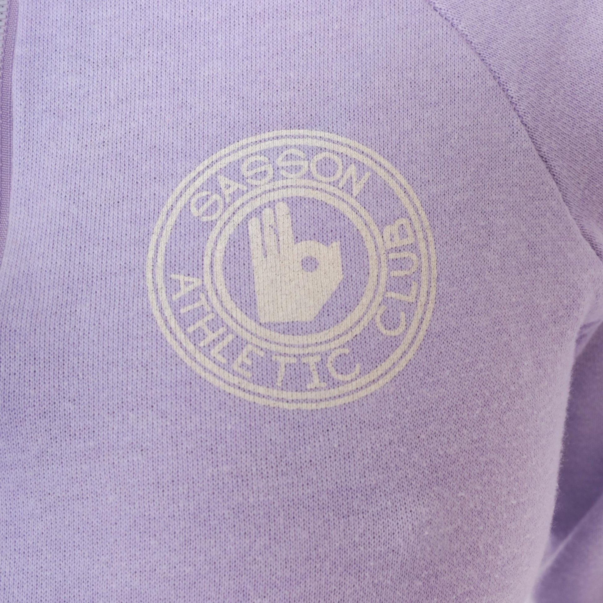 80s Sasson Lavender Track Jacket White Racing Stripe Zip Front Small