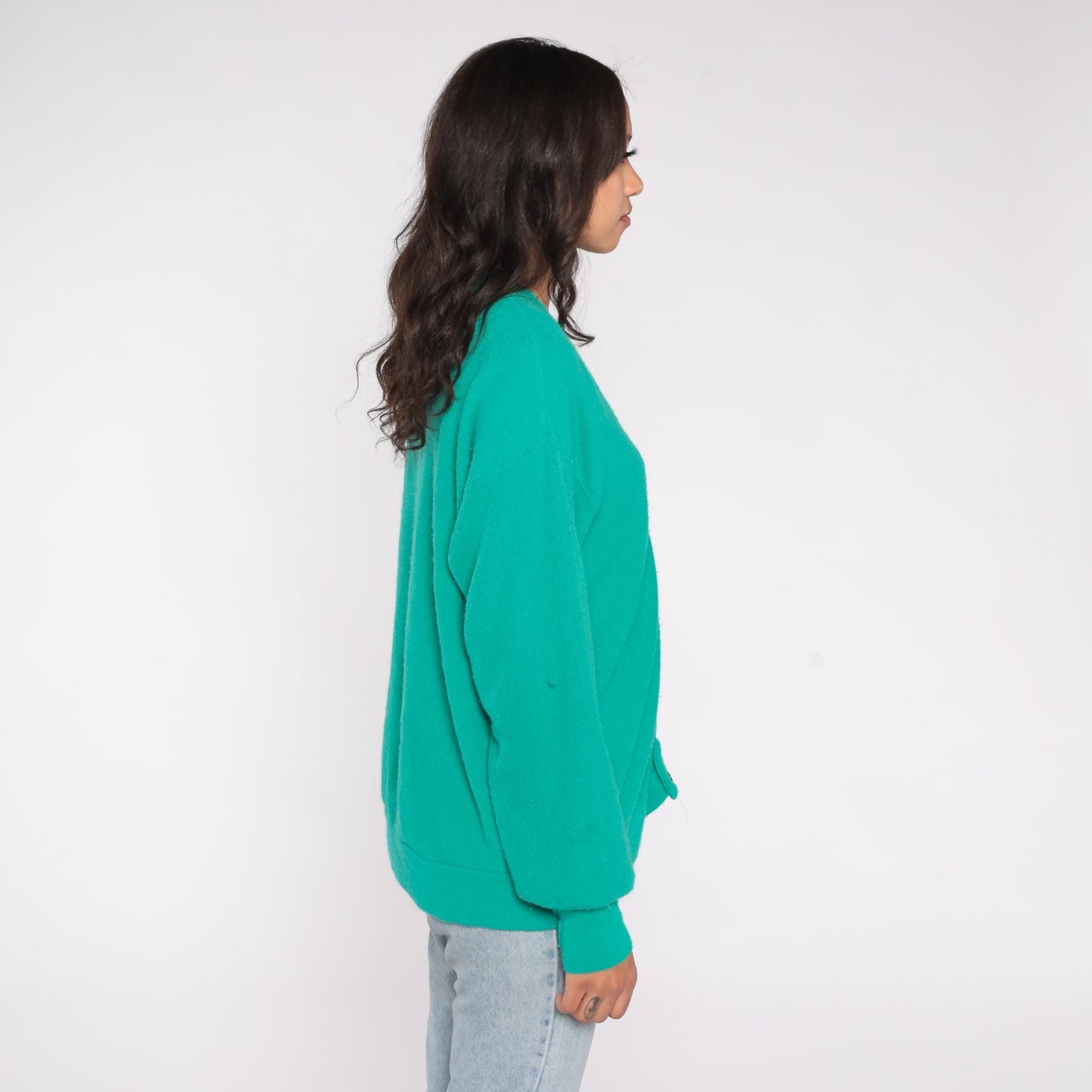 80s Par Four Green Cardigan Sweater Button Up Medium