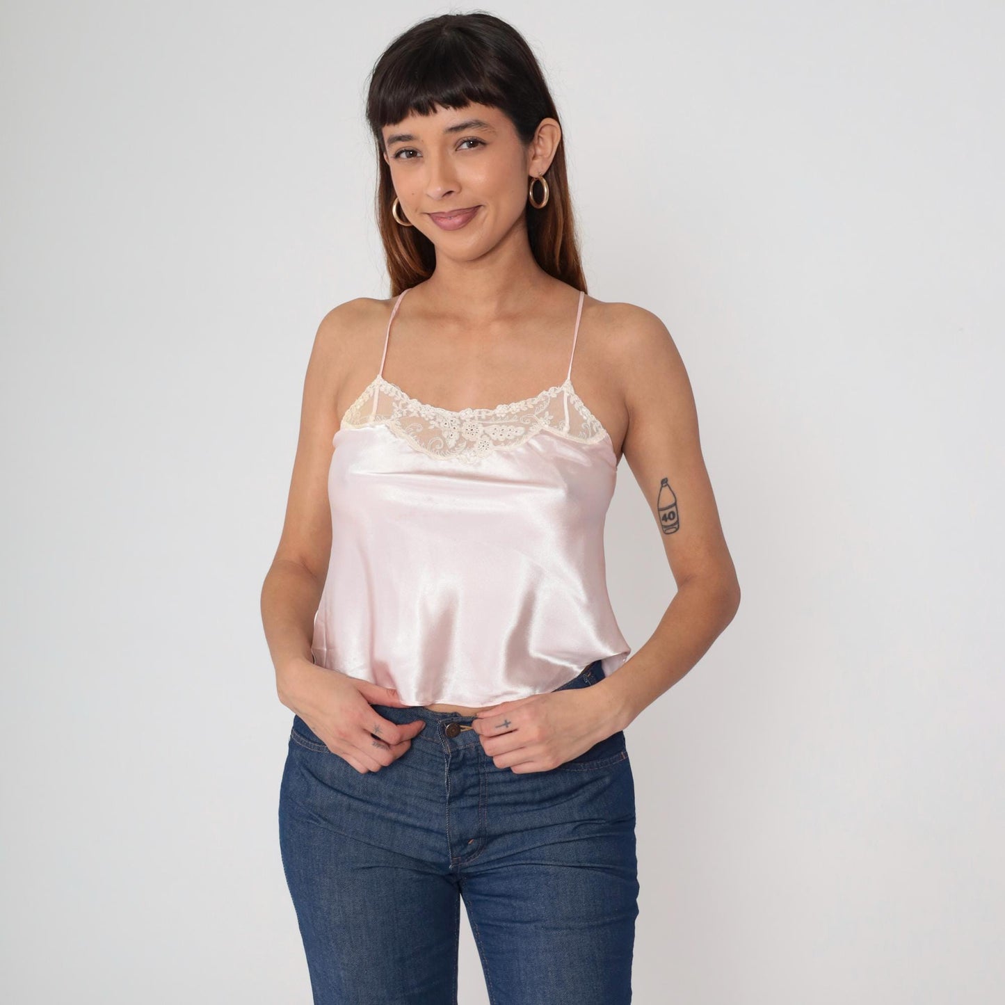 Victoria's Secret 90s Pink Lace Camisole Spaghetti Strap Tank Small