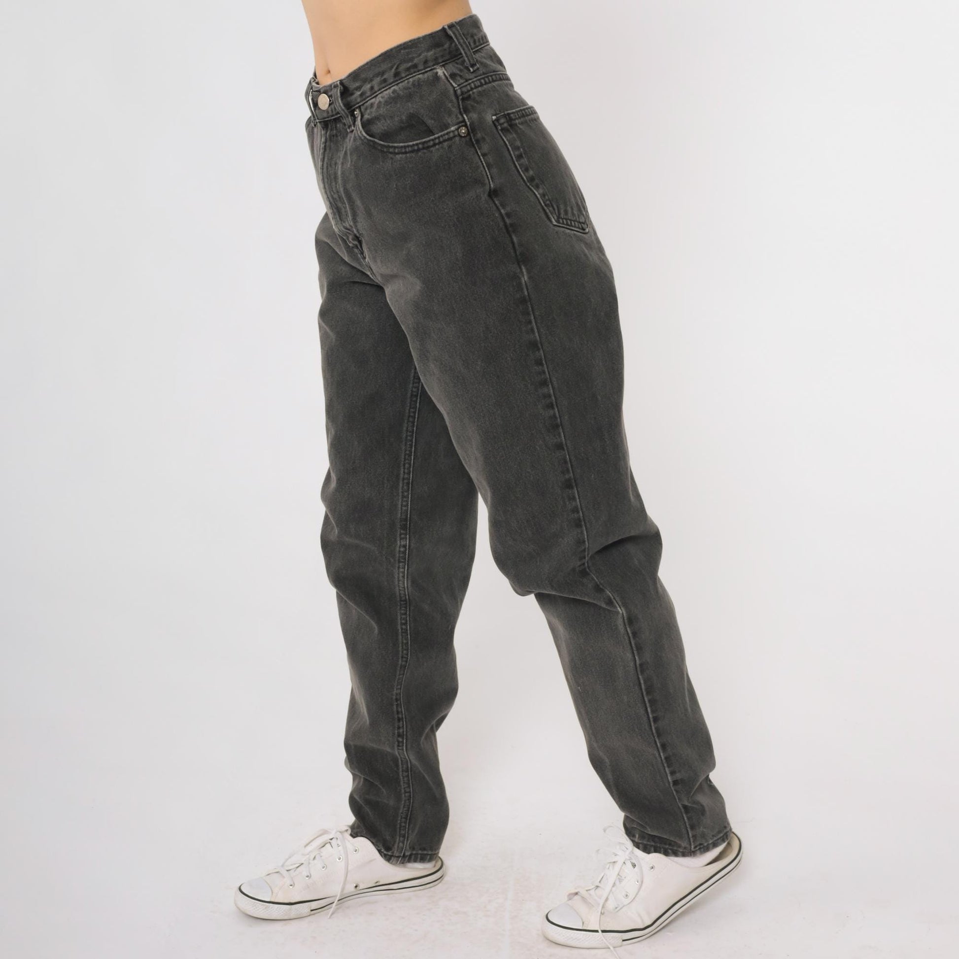 90s GAP Black High Waisted Jeans Relaxed Tapered Cotton Denim Small 6
