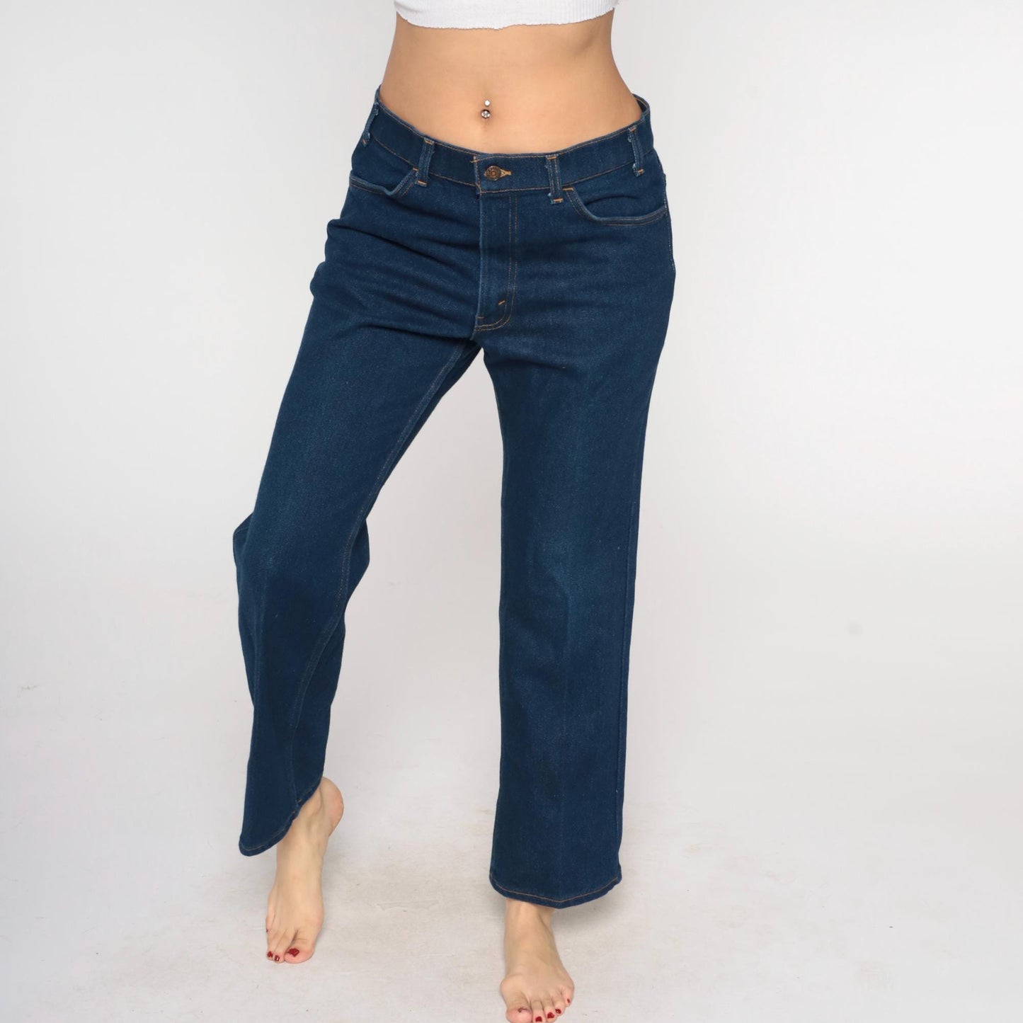 90s Levi's Cropped Flare Jeans Dark Wash High Rise Denim 34 x 29