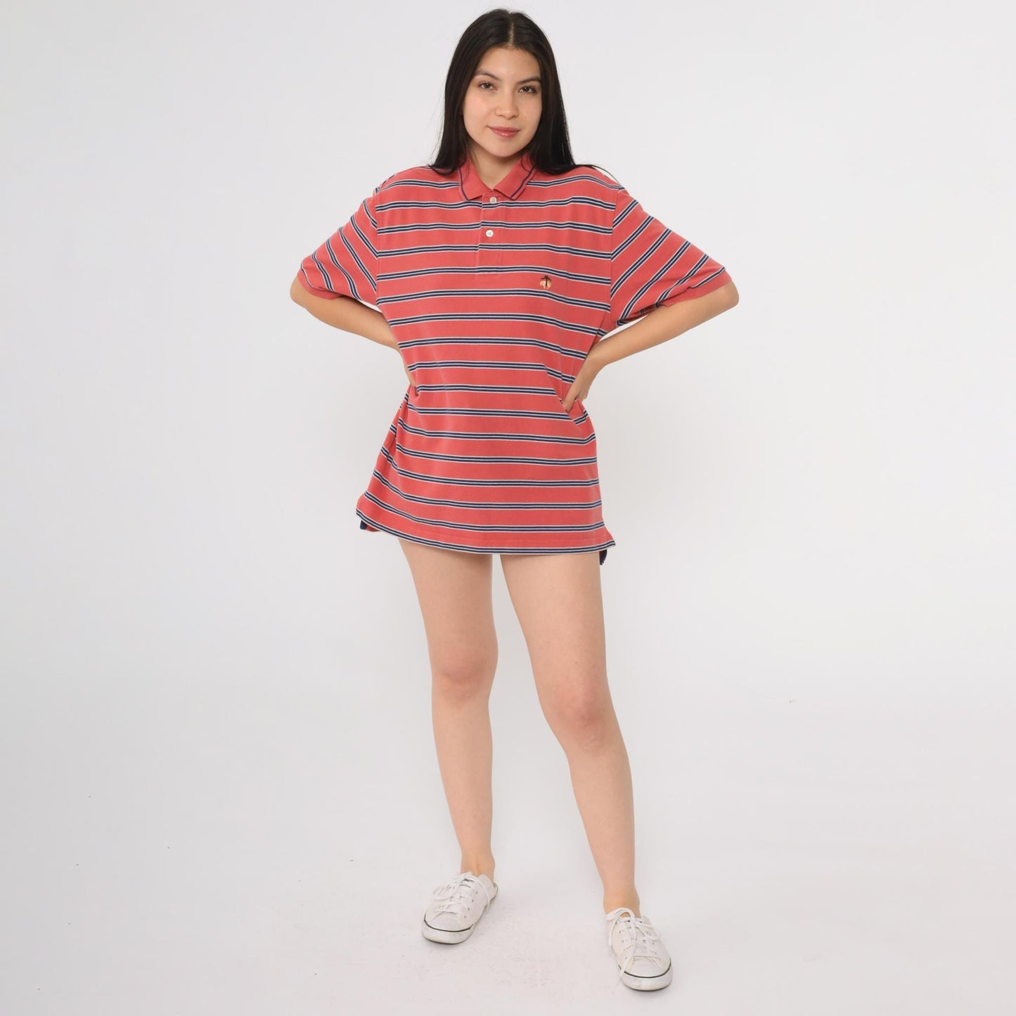90s Brooks Brothers Red Striped Polo Shirt Cotton Medium M