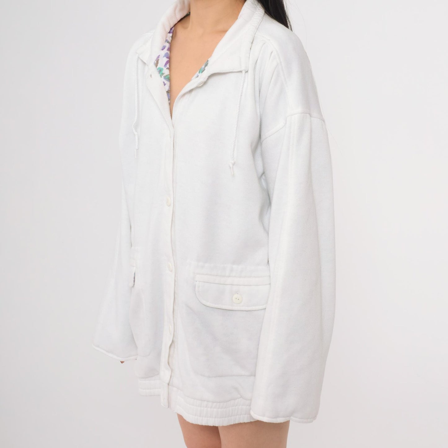 90s Blair White Collared Button-Up Sweatshirt Jacket Extra Large XL