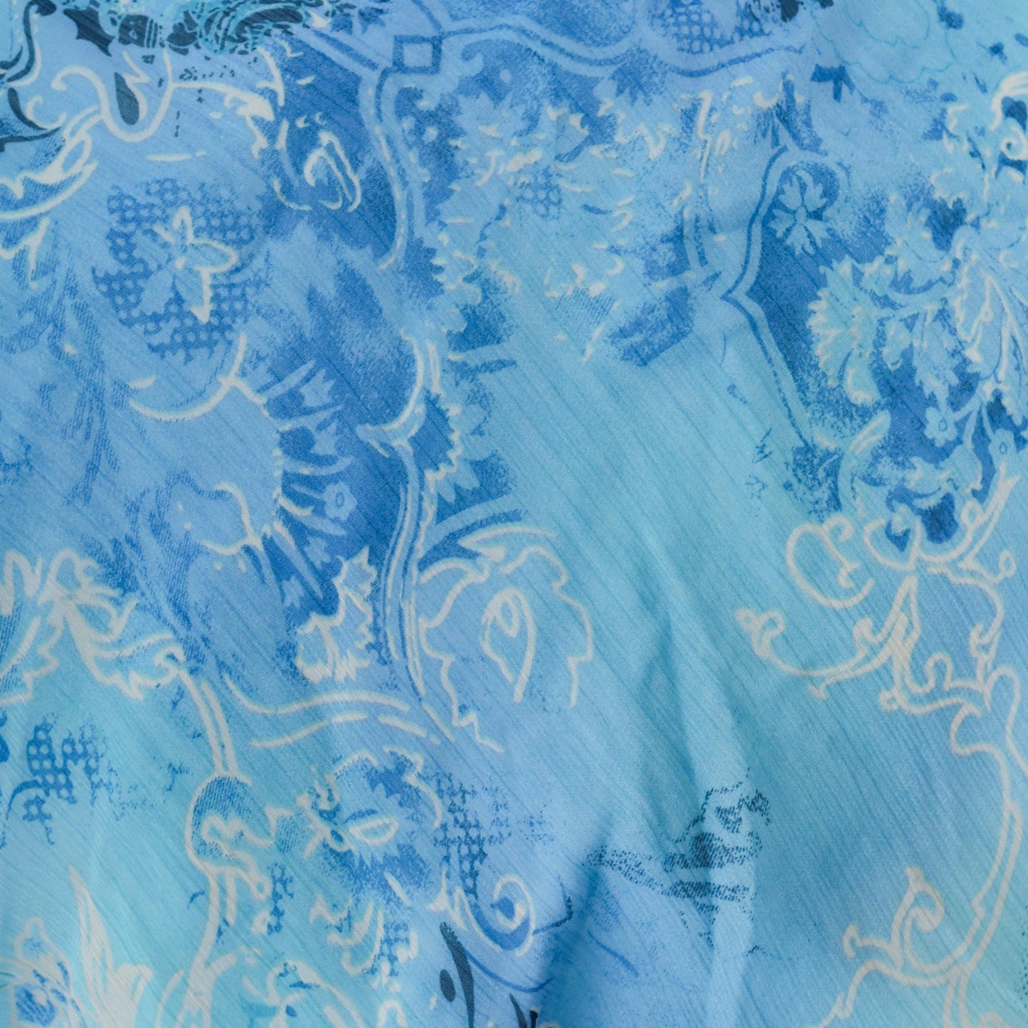 Y2K Dressbarn Wrap Top Blue Paisley Floral V-Neck Three Quarter Sleeve Large L