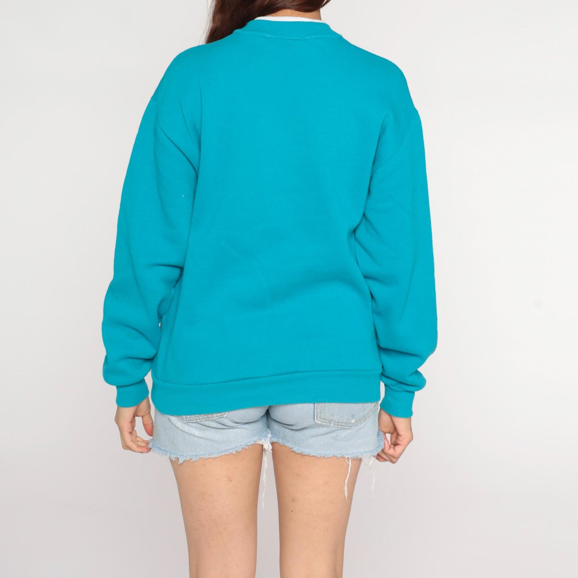 90s Mary Engelbreit Queen of the Kitchen Sweatshirt Teal Granny Collar Medium M