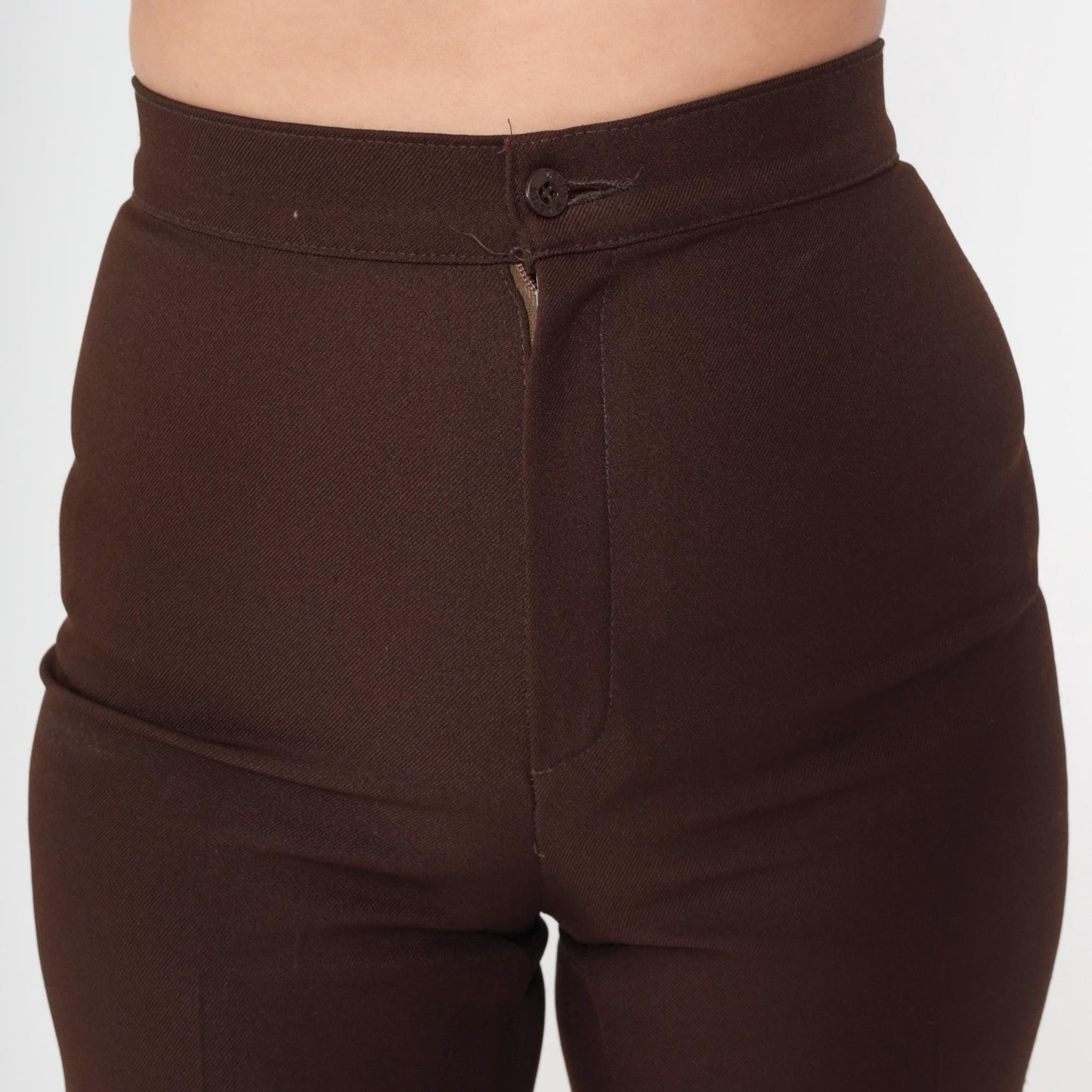 70s Levi's Bell Bottom Trousers High Waist Wide Leg Brown Polyester Small