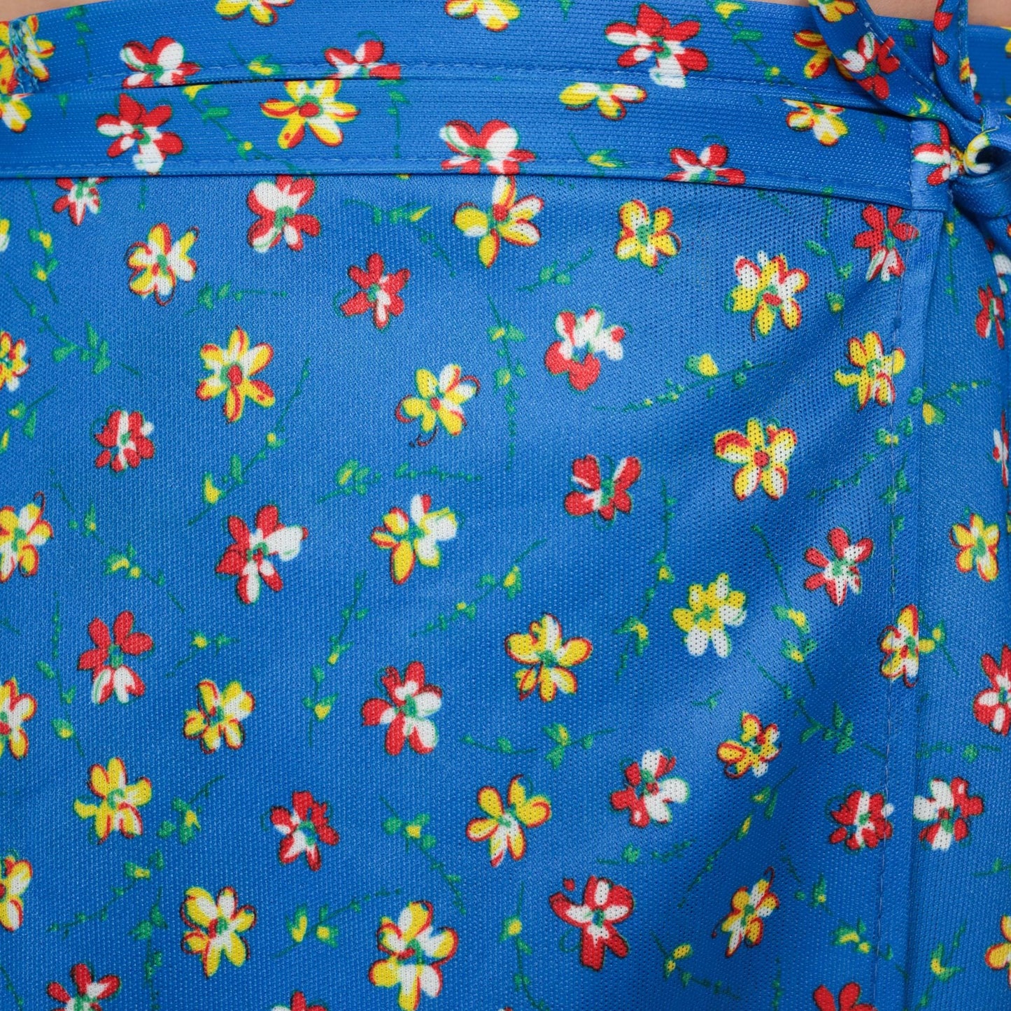 70s JC Penney Blue Floral Wrap Skirt Tie Waist Ditsy Print Small Medium