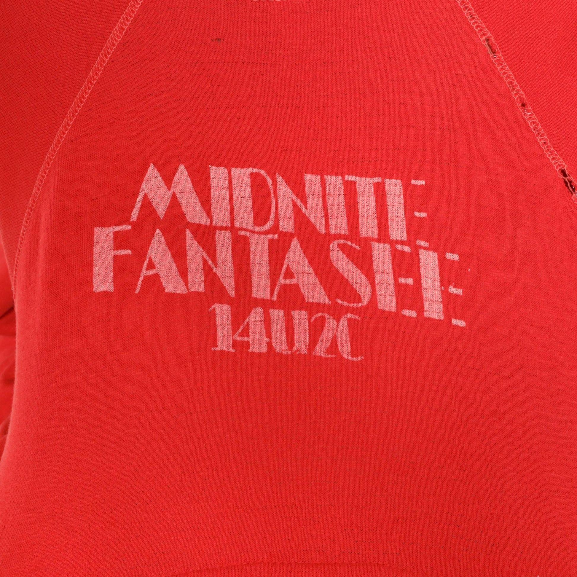 80s Red Cropped Sweatshirt Midnite Fantasee Graphic Raglan Small