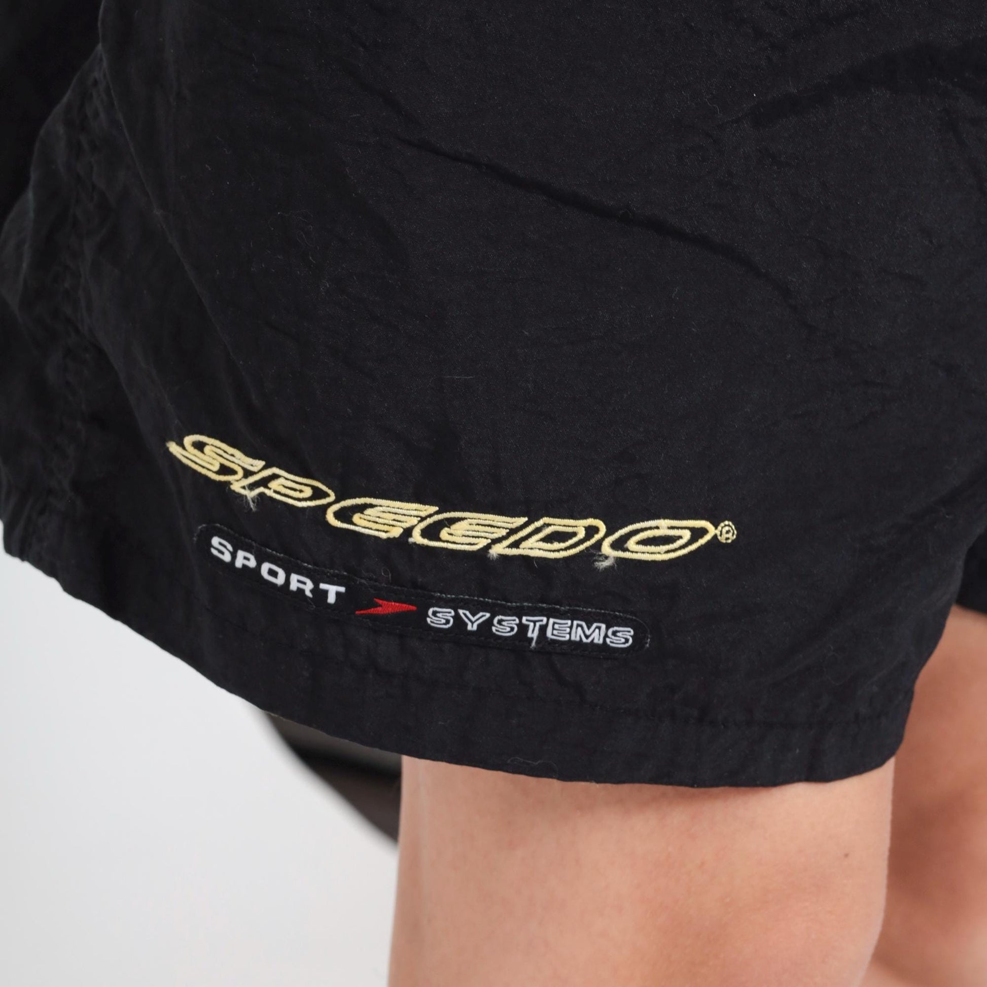 90s Speedo Colorblock Swim Trunks Black Yellow Blue Green Nylon Large L
