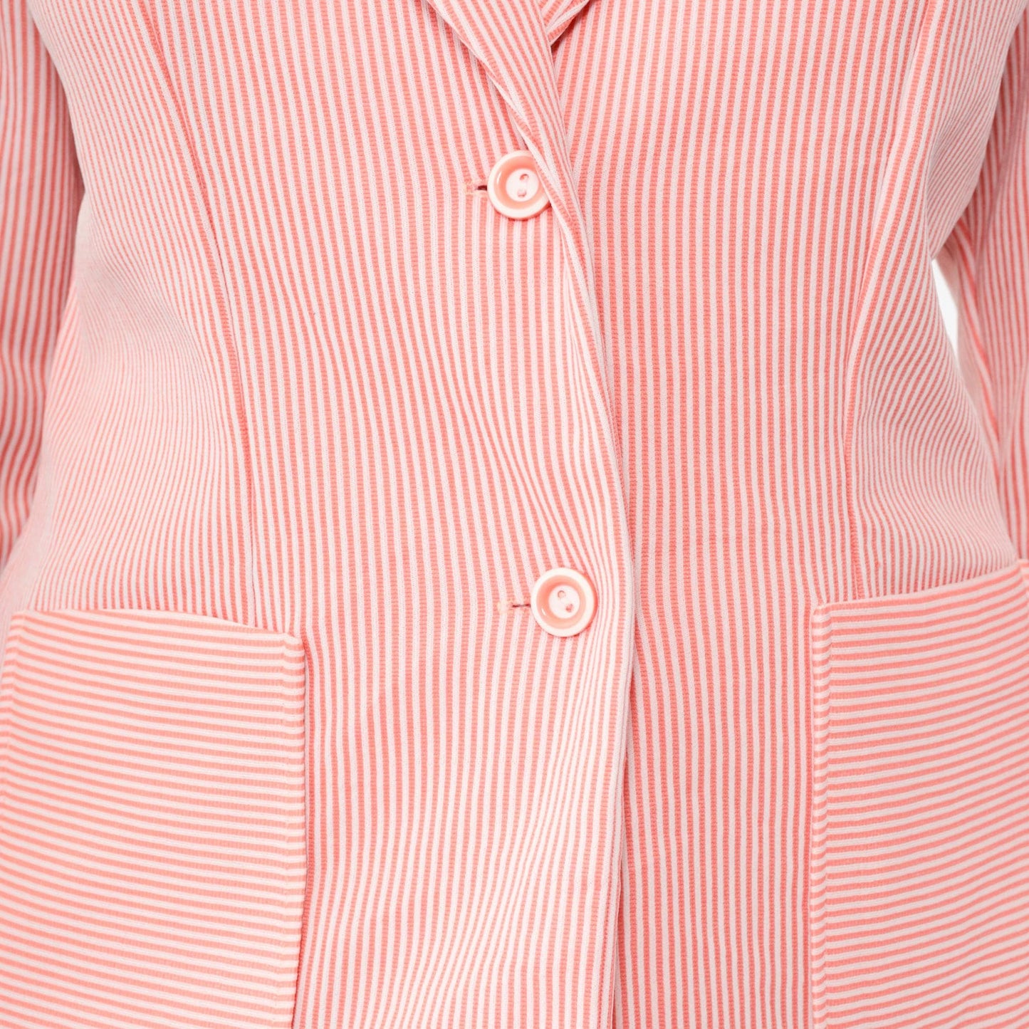 70s Pink White Pinstripe Blazer Button Front Notched Lapel Medium M