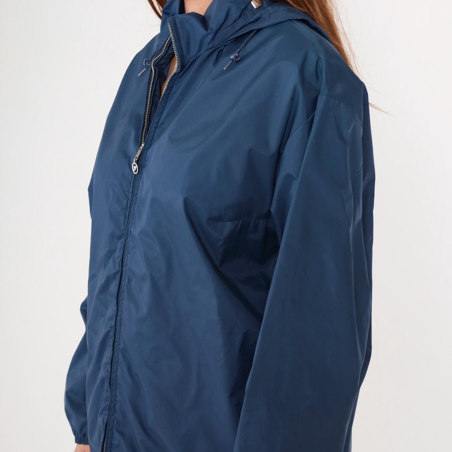 80s Obermeyer Navy Hooded Windbreaker Jacket Unisex Large