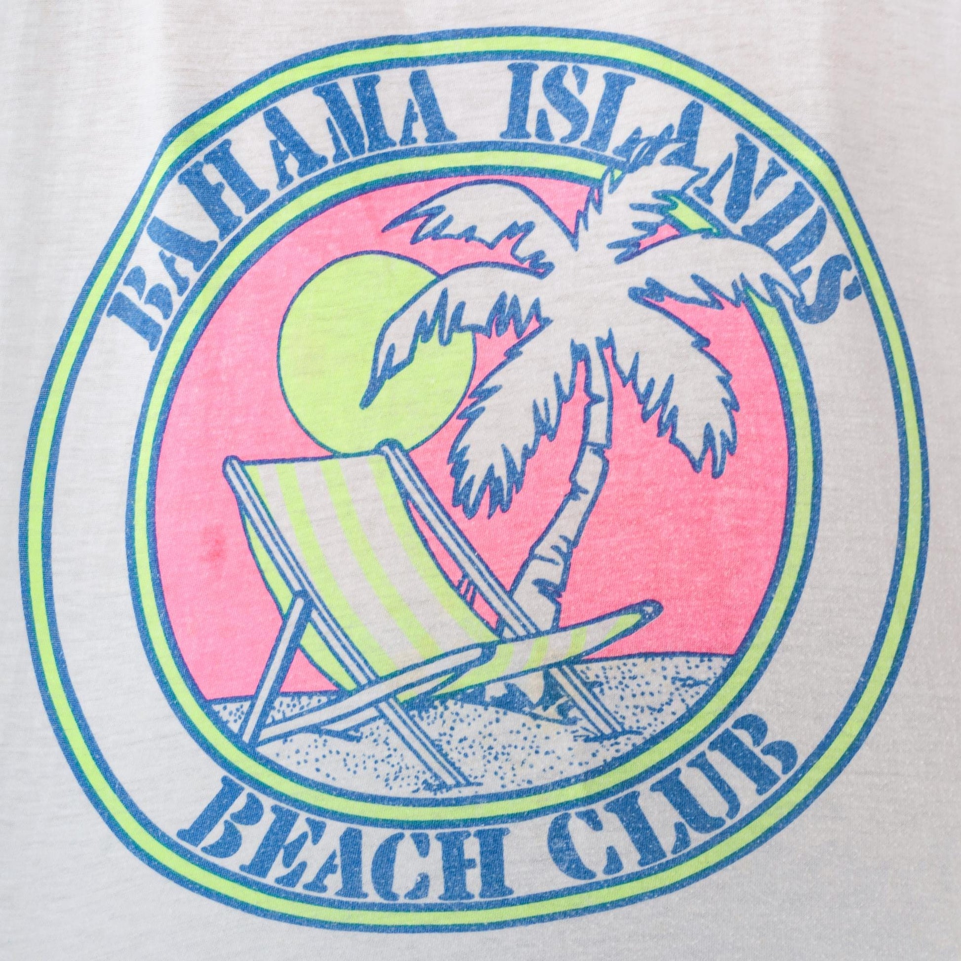 90s Bahama Islands Beach Club T-Shirt White Palm Tree Graphic Small