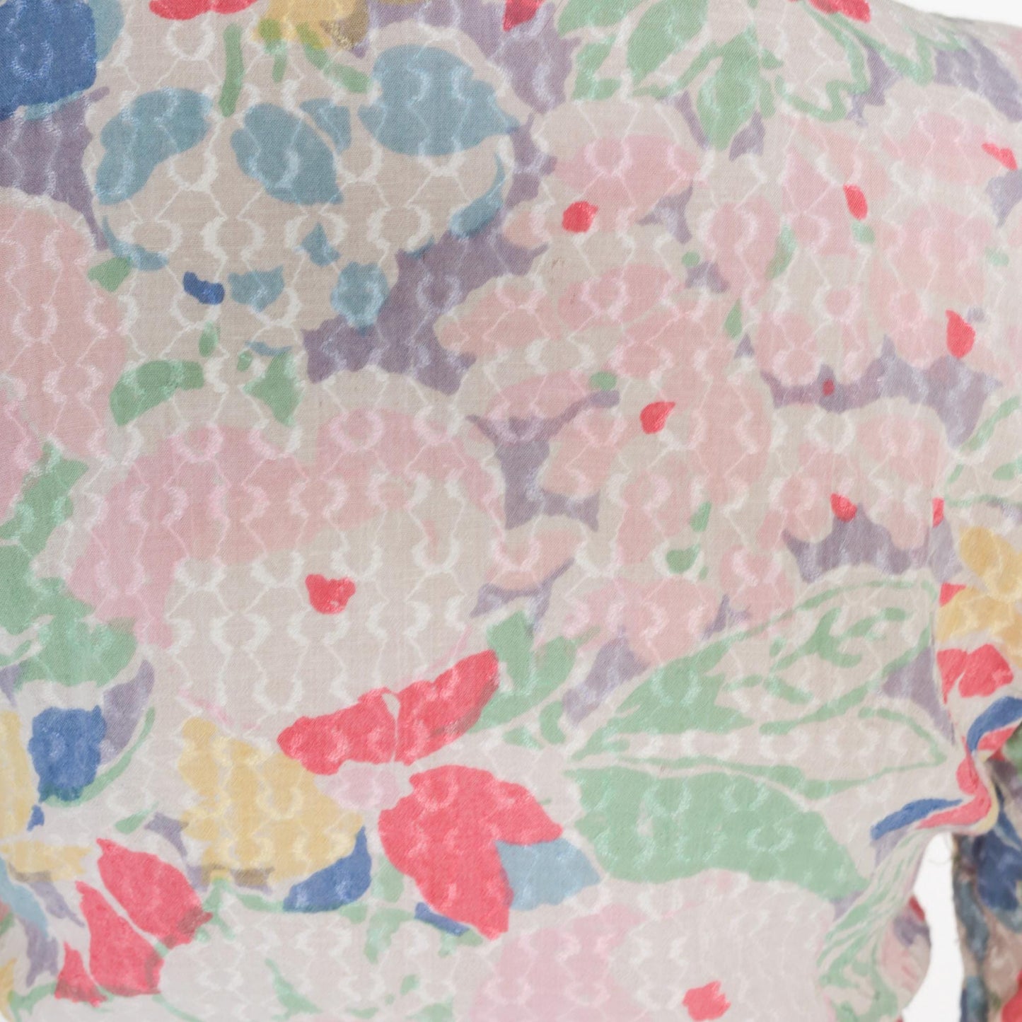 90s Pastel Floral Watercolor Crop Top Tie Front Kimono Sleeve Medium Large